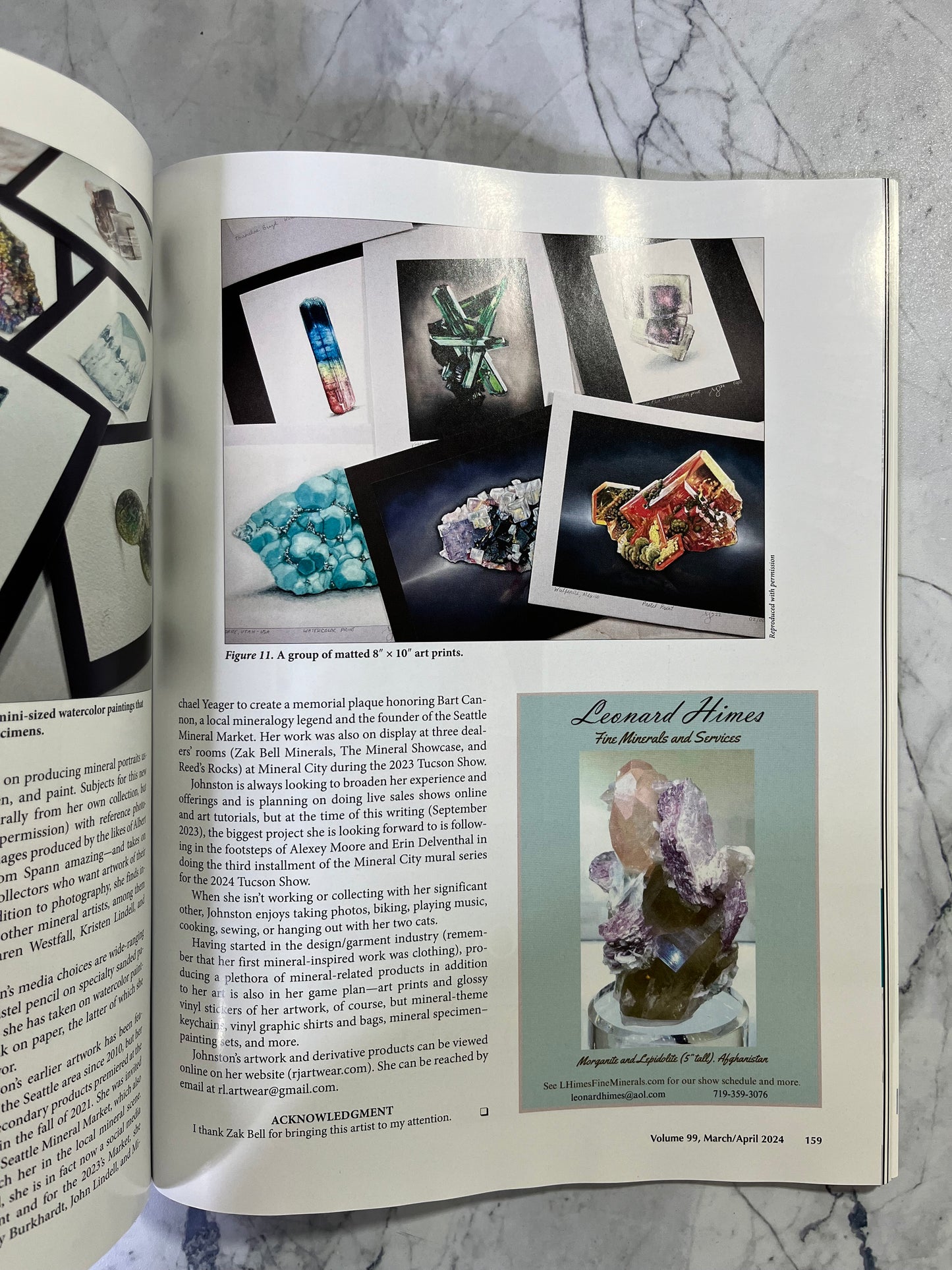 Signed copy of Rocks & Minerals Magazine - Artist feature issue 99 no. 2