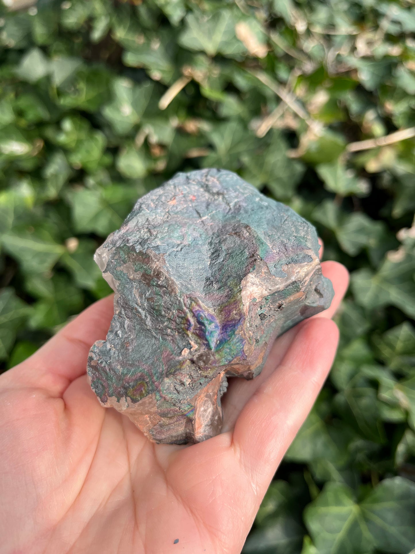 Iridescent Goethite on Large Quartz - Madagascar