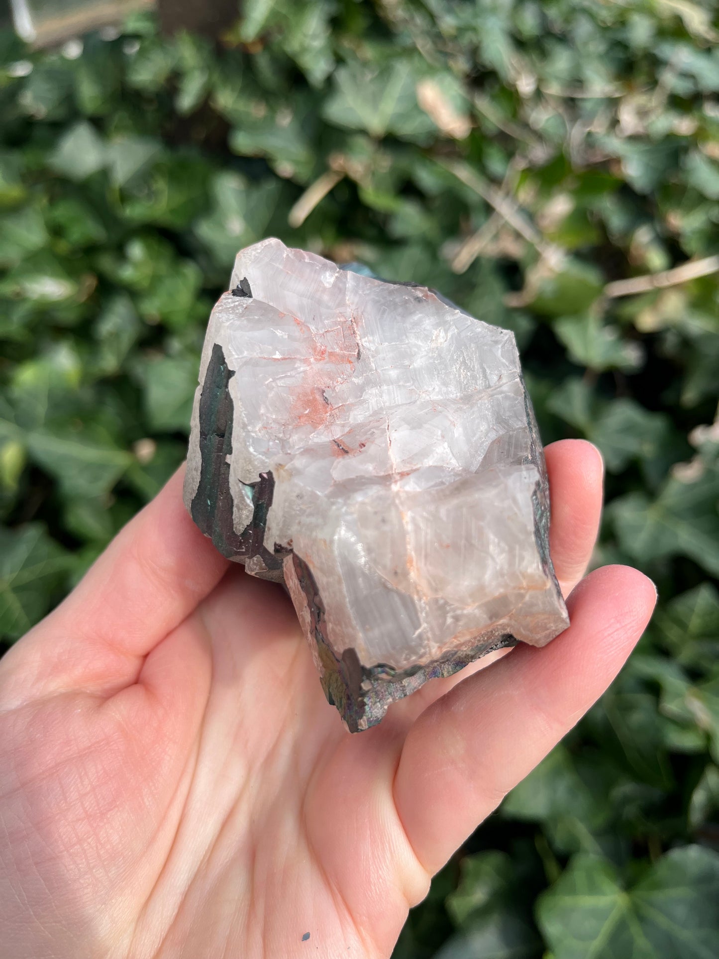 Iridescent Goethite on Large Quartz - Madagascar