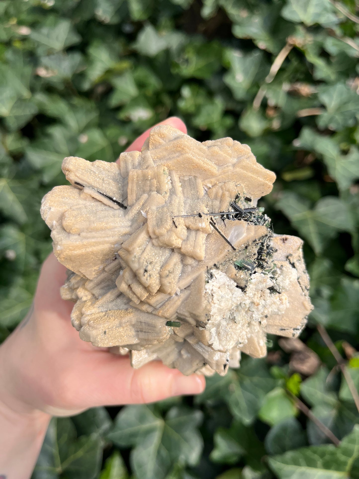 Feldspar coated Mica Flower with tourmaline - Pakistan