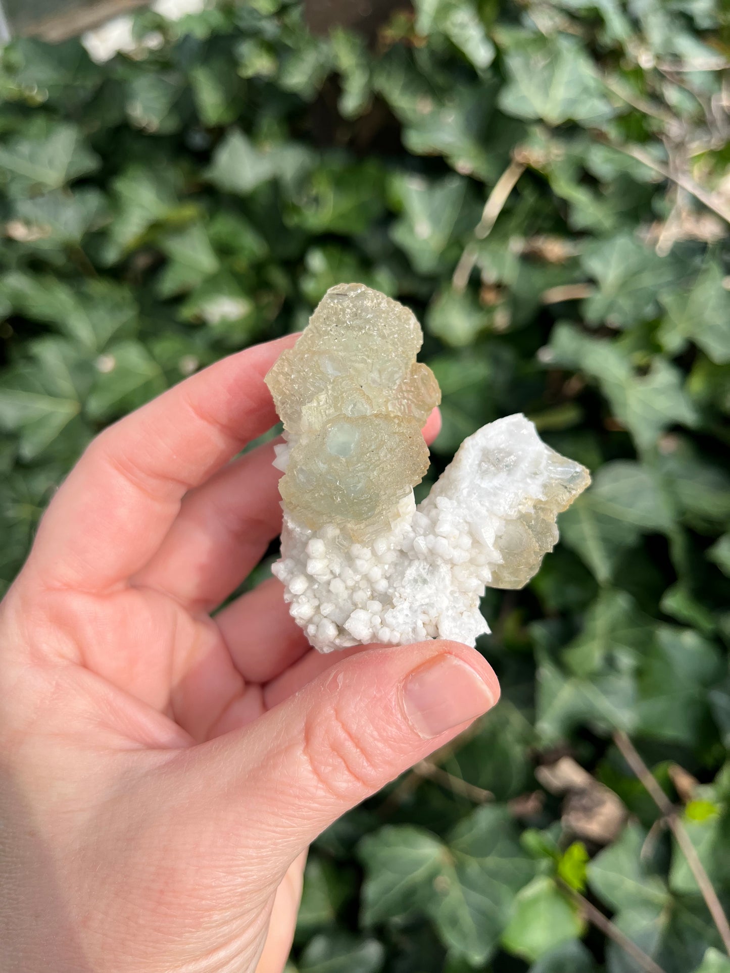 Fluorite on Candle Quartz - China - UV Reactive - Phosphorescent