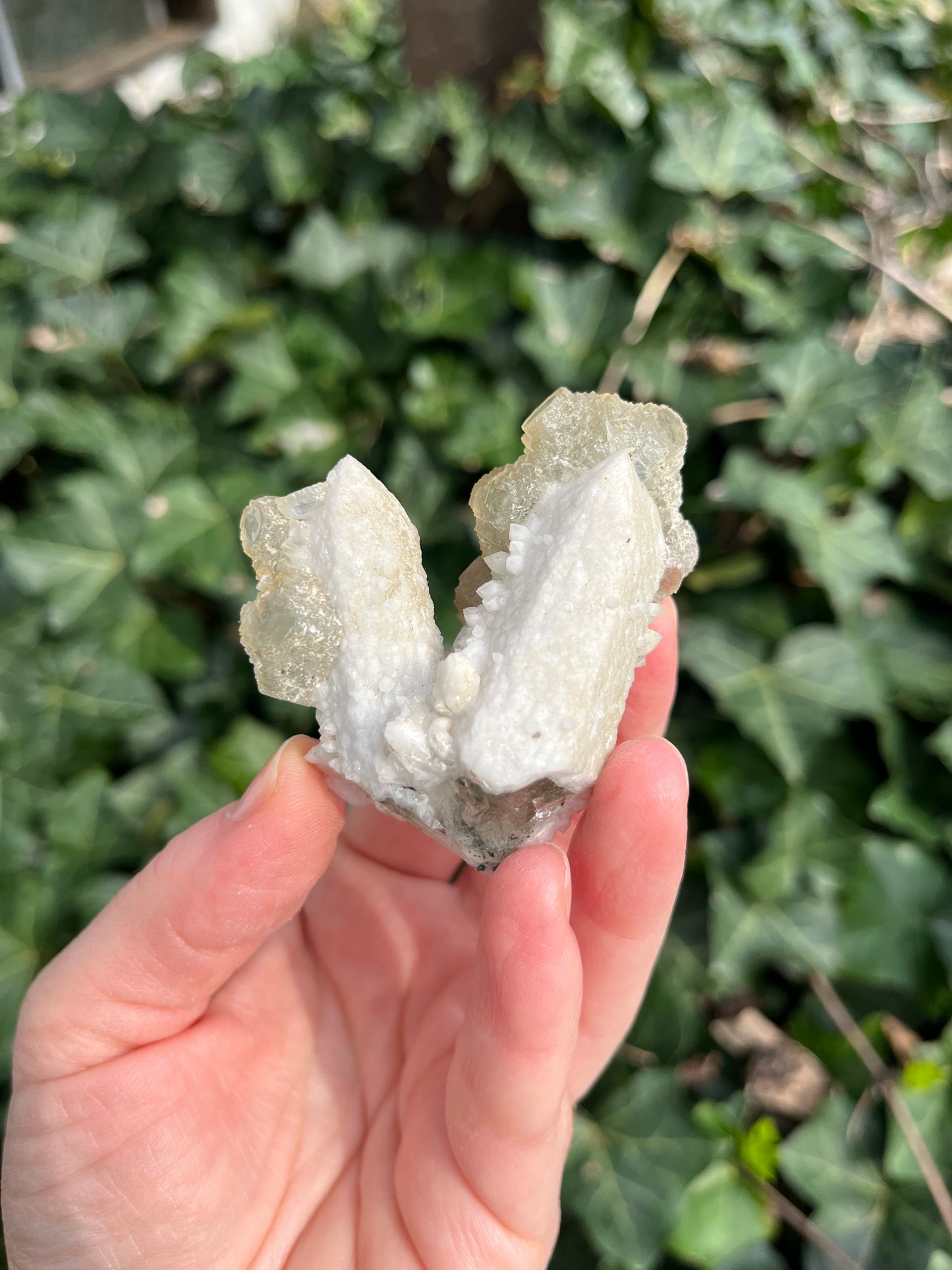 Fluorite on Candle Quartz - China - UV Reactive - Phosphorescent
