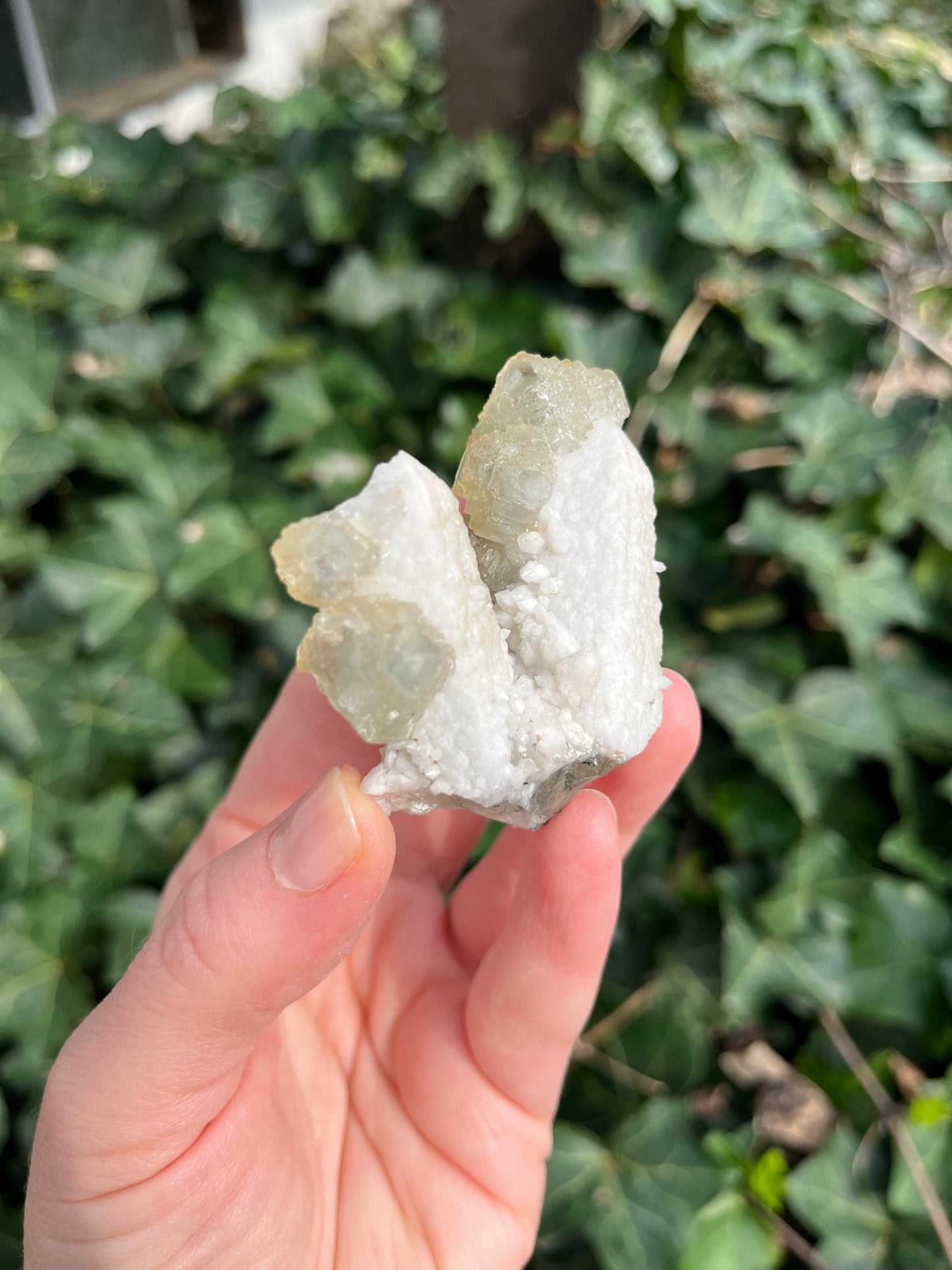 Fluorite on Candle Quartz - China - UV Reactive - Phosphorescent