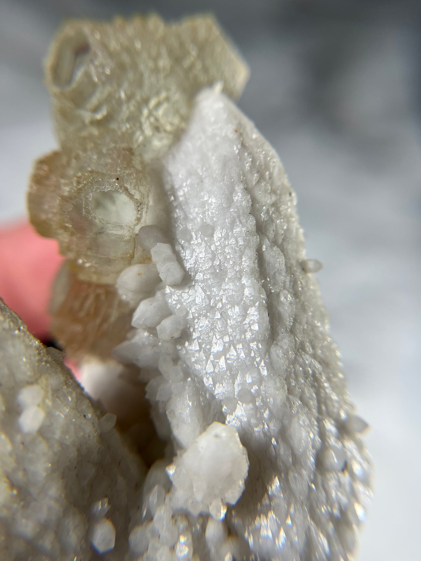 Fluorite on Candle Quartz - China - UV Reactive - Phosphorescent