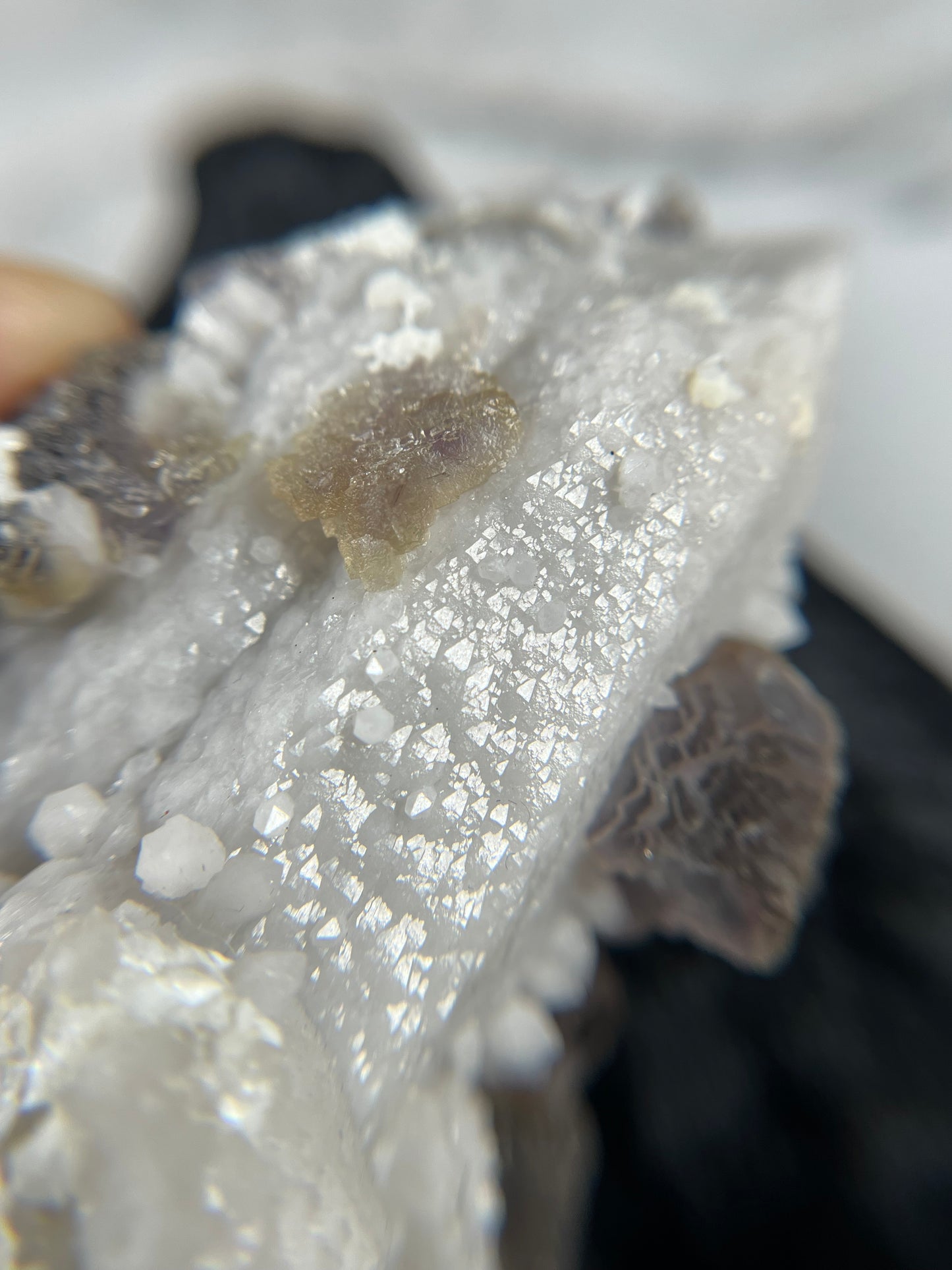 Purple Fluorite on Candle Quartz - China - UV Reactive - Phosphorescent
