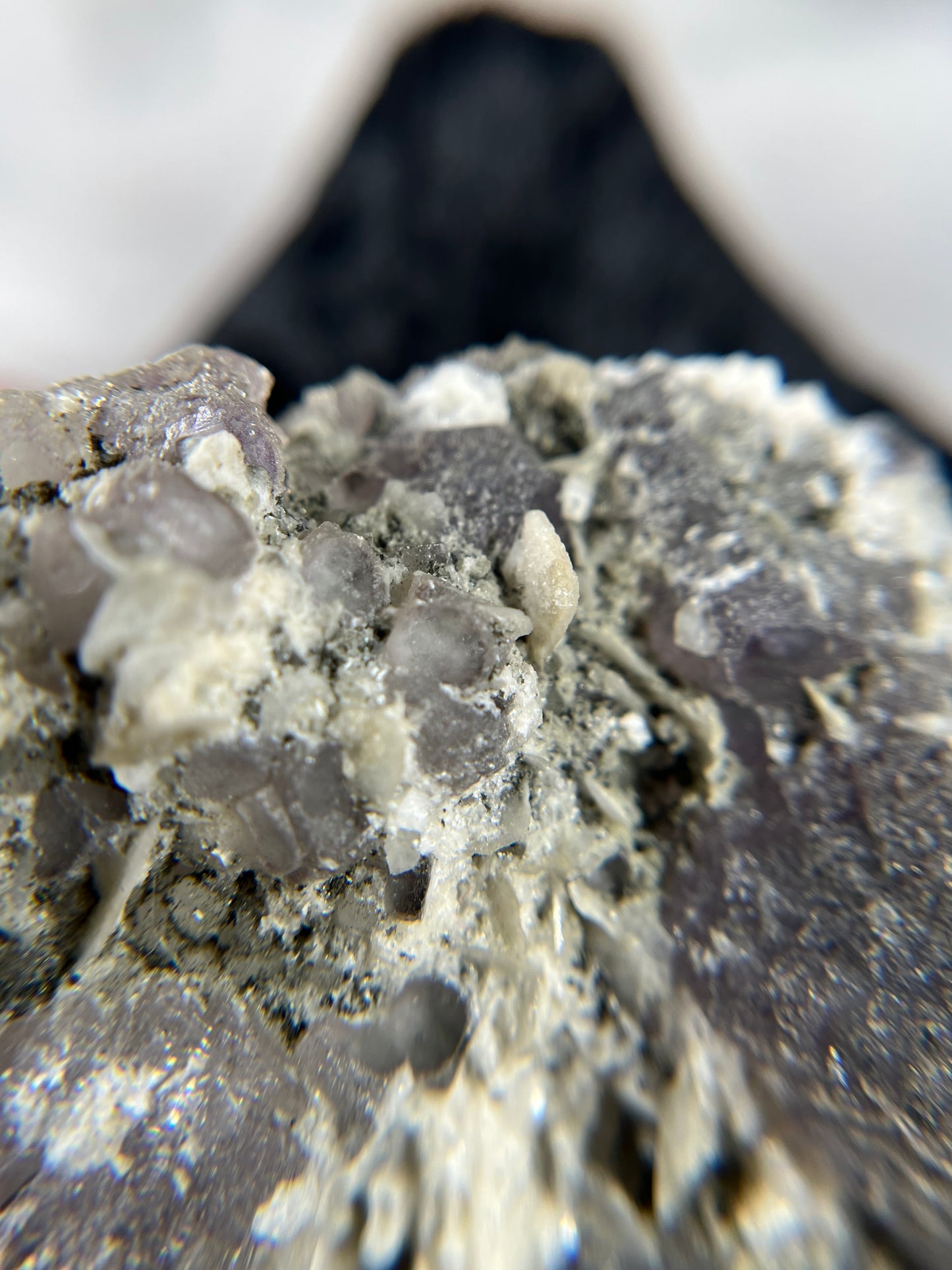 Purple Fluorite on Candle Quartz - China - UV Reactive - Phosphorescent
