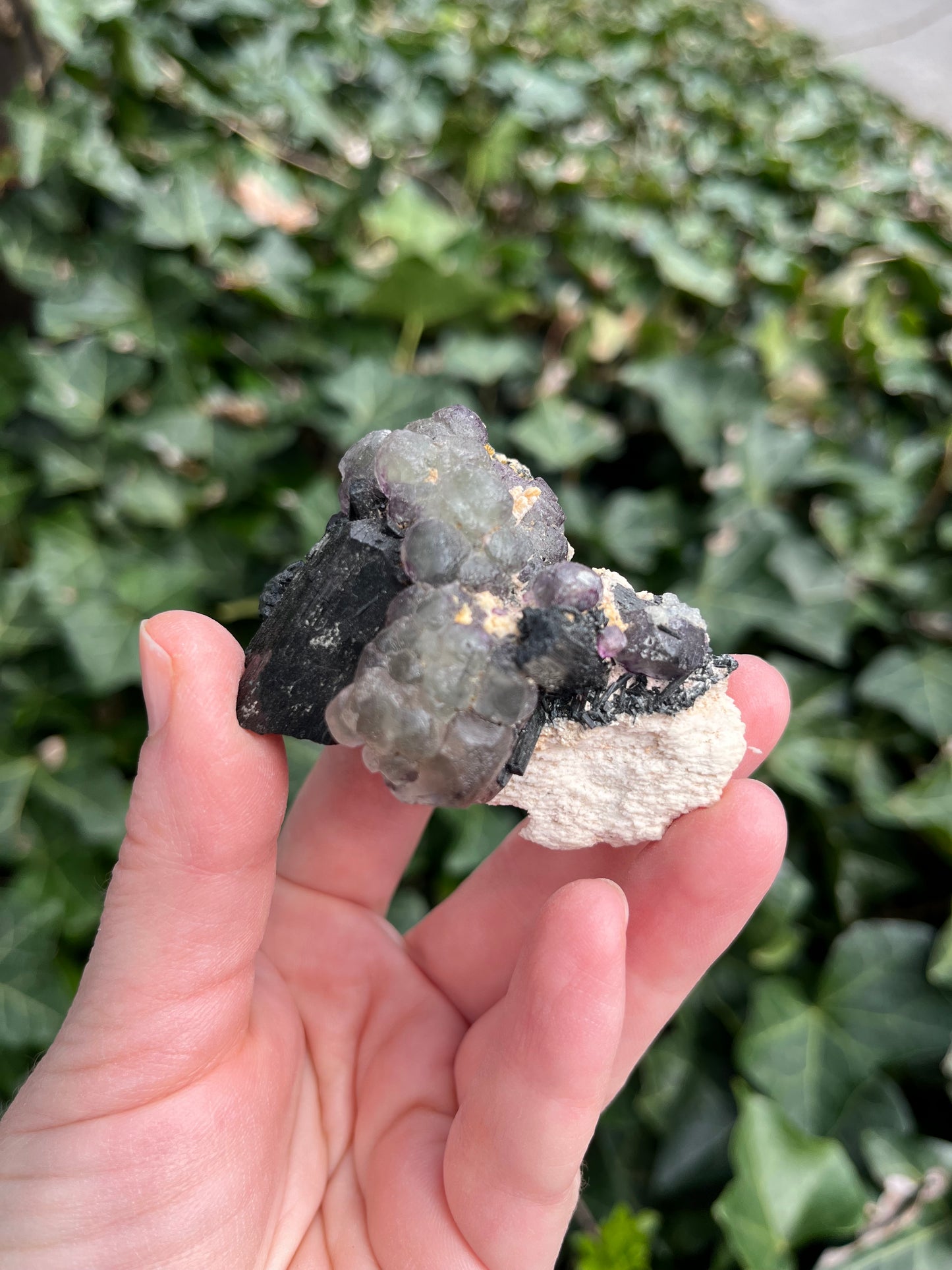 Fluorite, Schorl on Feldspar - Erongo Mnt. Region - Namibia - UV Reactive!