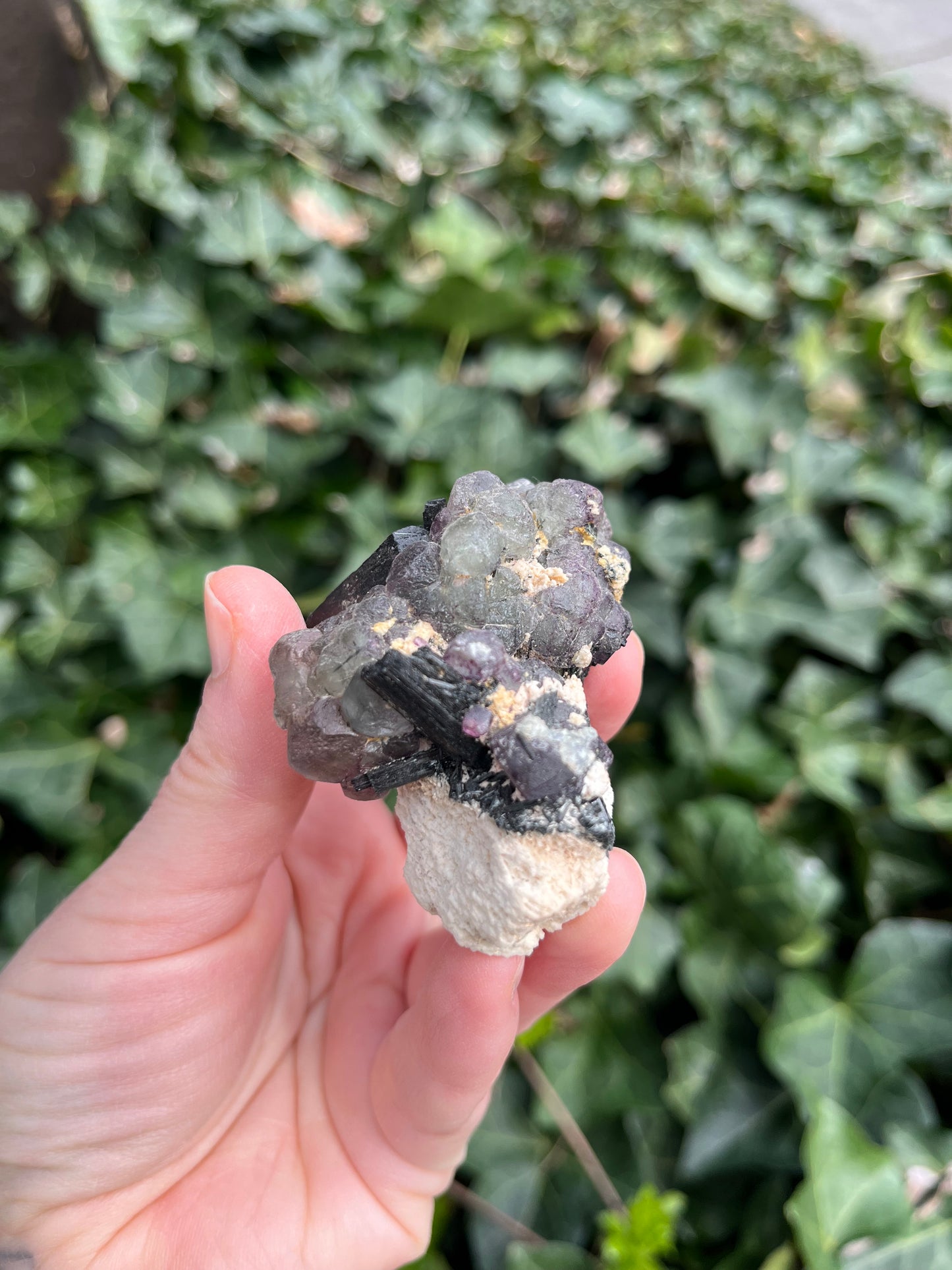 Fluorite, Schorl on Feldspar - Erongo Mnt. Region - Namibia - UV Reactive!