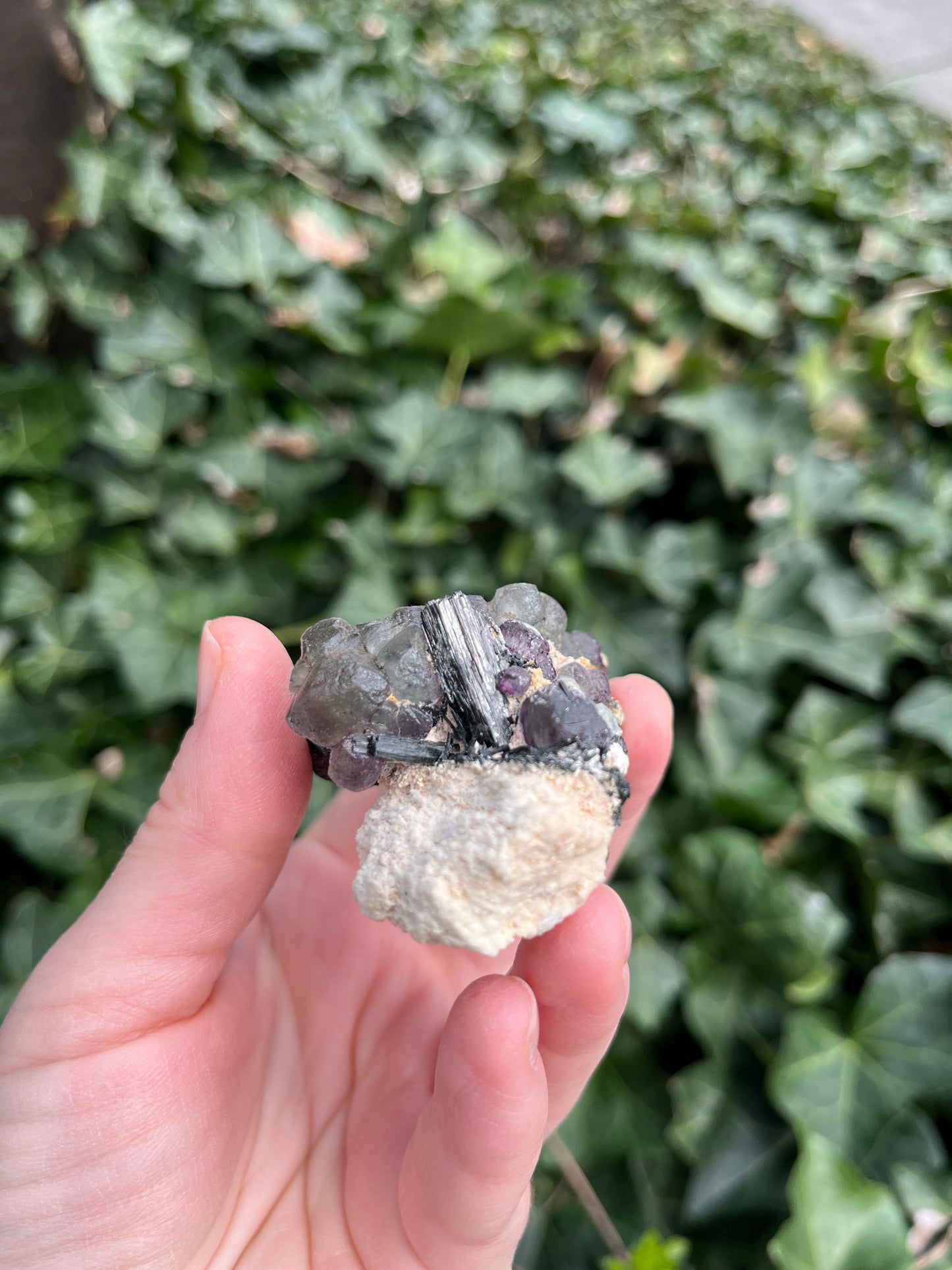 Fluorite, Schorl on Feldspar - Erongo Mnt. Region - Namibia - UV Reactive!