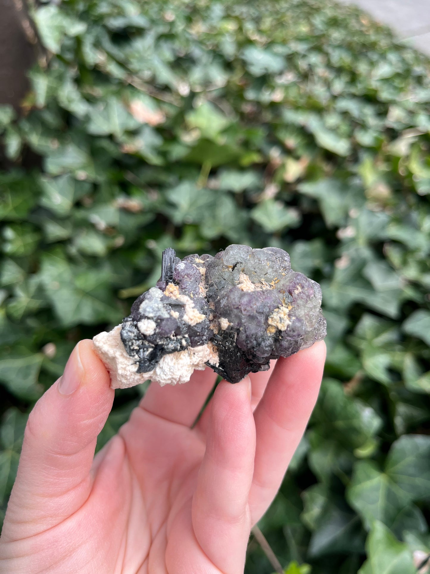 Fluorite, Schorl on Feldspar - Erongo Mnt. Region - Namibia - UV Reactive!
