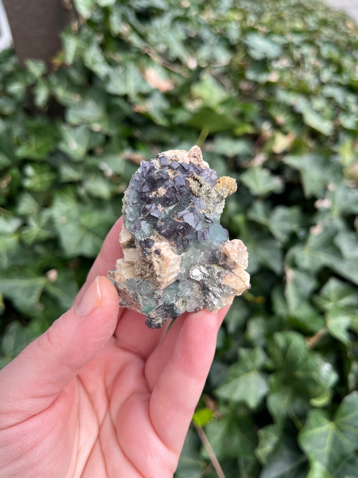 Fluorite on Feldspar - Erongo Mnt. Region - Namibia - UV Reactive!