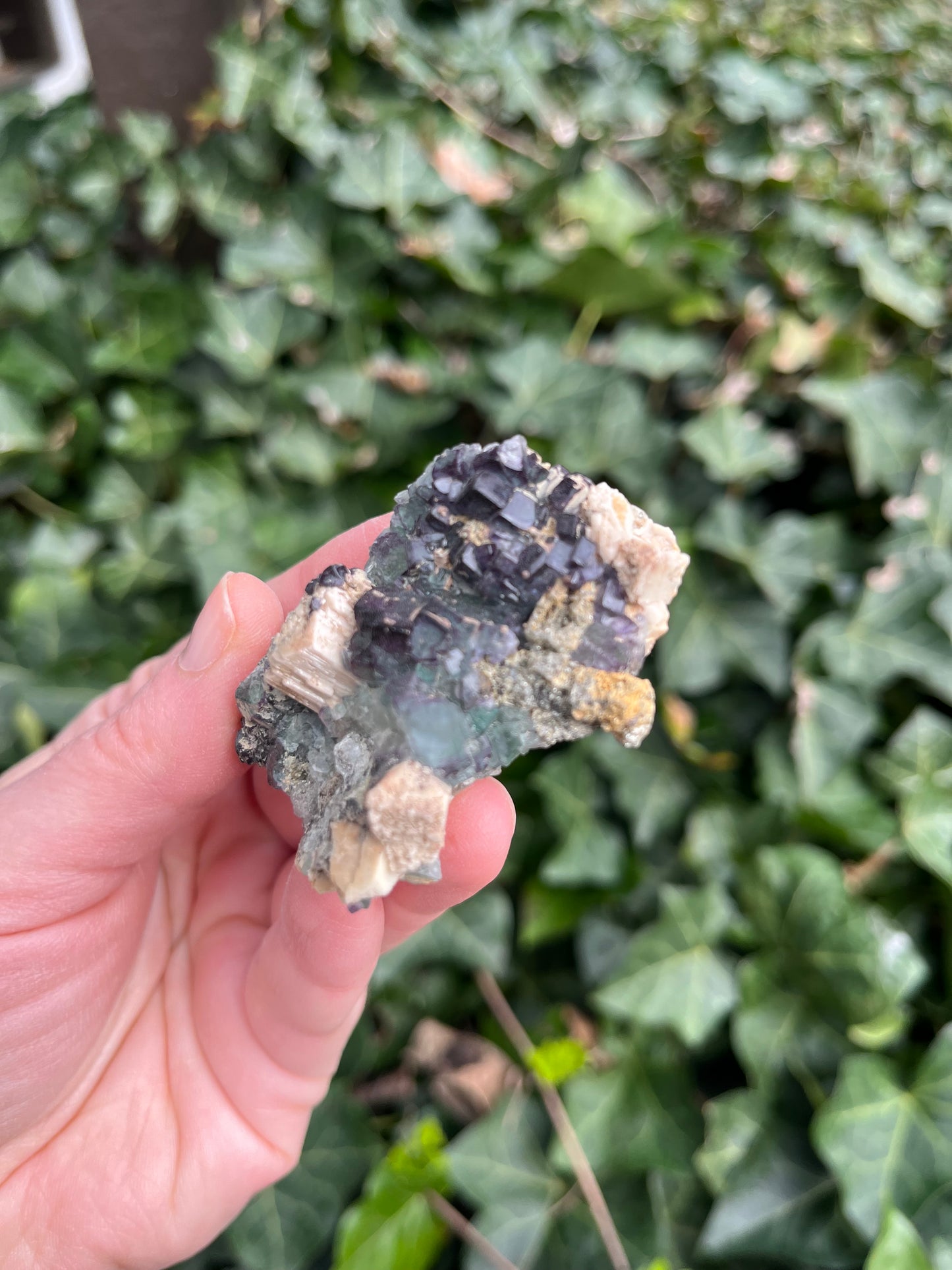 Fluorite on Feldspar - Erongo Mnt. Region - Namibia - UV Reactive!