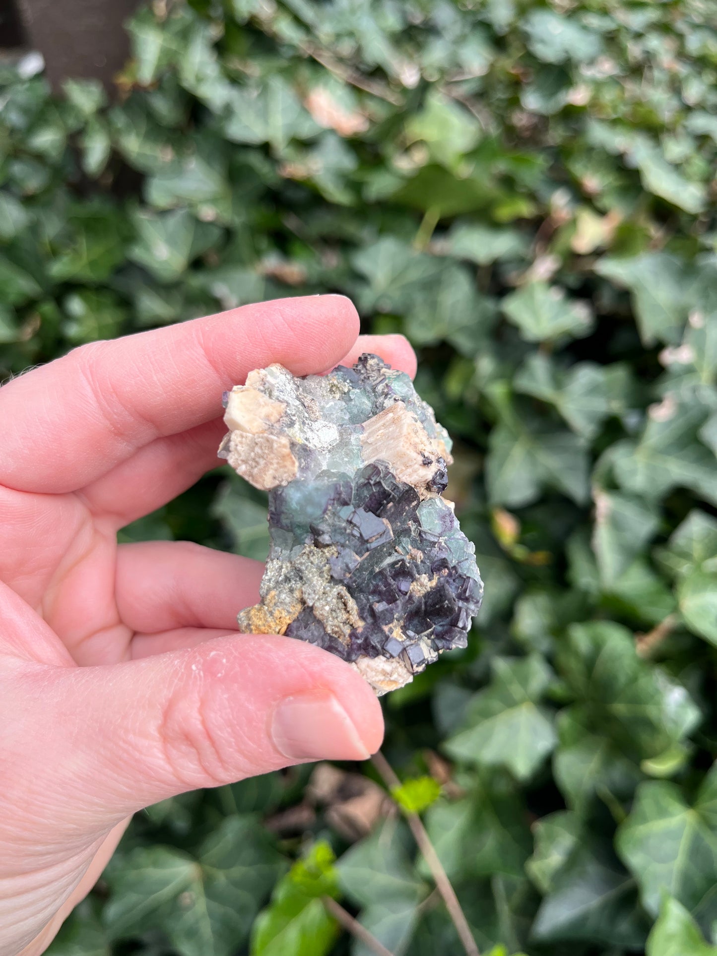 Fluorite on Feldspar - Erongo Mnt. Region - Namibia - UV Reactive!