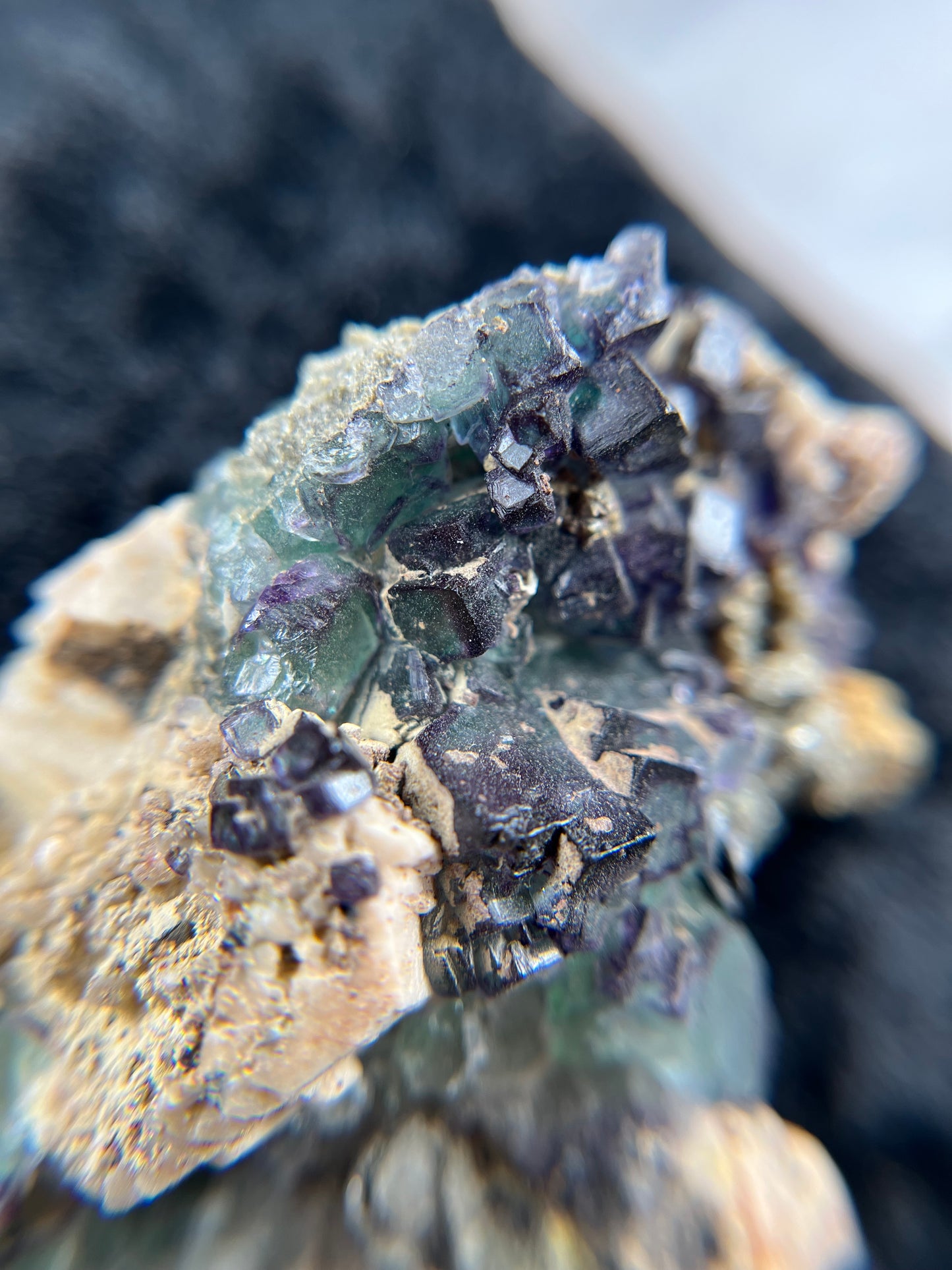 Fluorite on Feldspar - Erongo Mnt. Region - Namibia - UV Reactive!