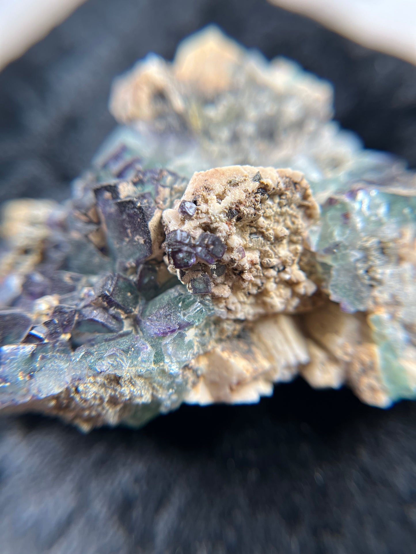 Fluorite on Feldspar - Erongo Mnt. Region - Namibia - UV Reactive!
