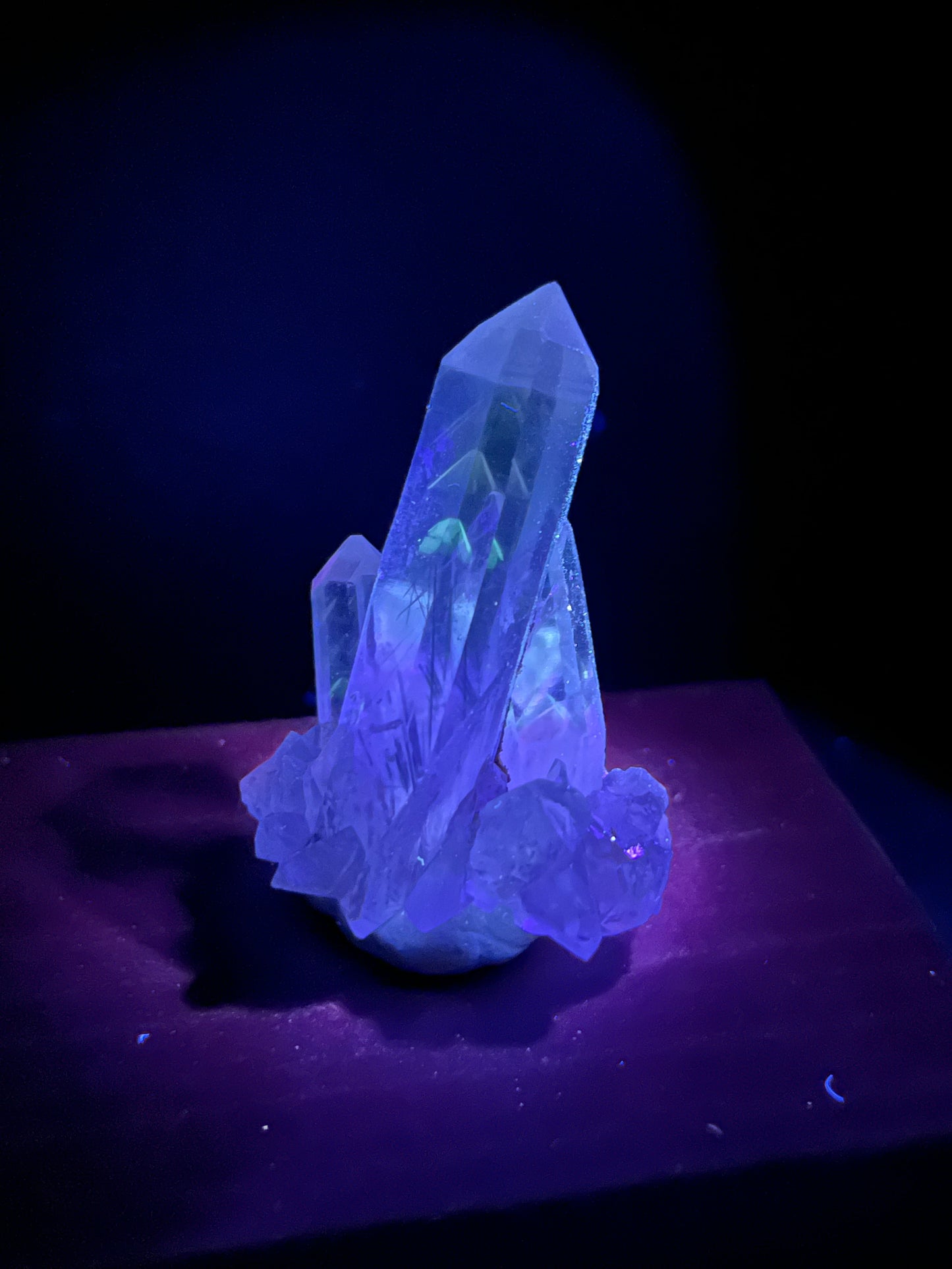 UV Phantom Quartz Cluster w/ Actinolite Inclusions - Washington