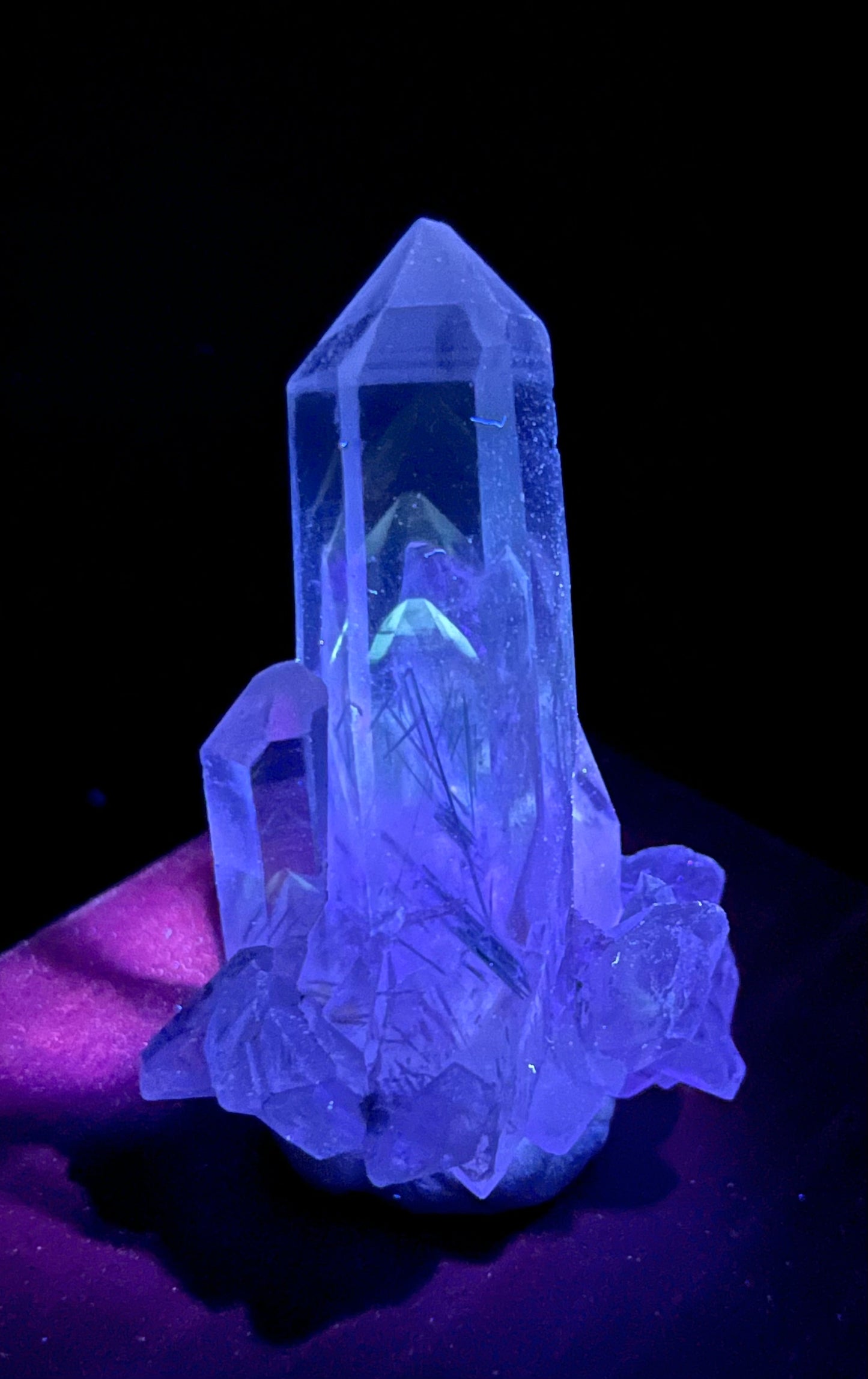 UV Phantom Quartz Cluster w/ Actinolite Inclusions - Washington