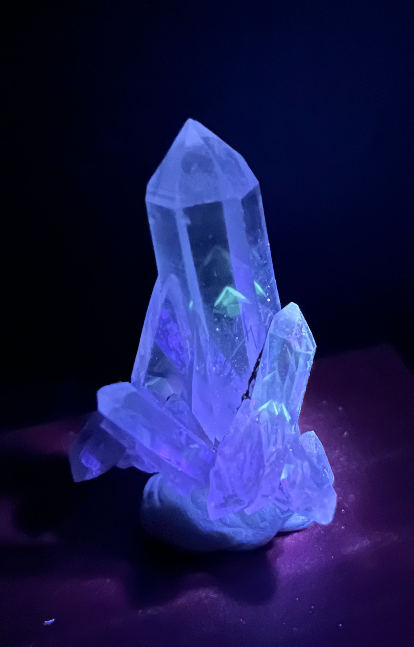 UV Phantom Quartz Cluster w/ Actinolite Inclusions - Washington
