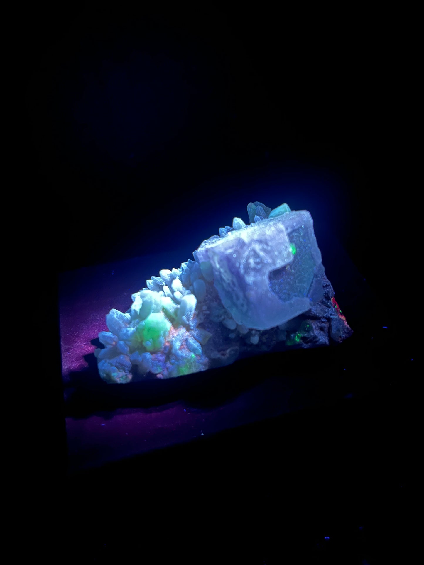 Fluorite on Quartz - Erongo Mnt. Region - Namibia - UV Reactive!