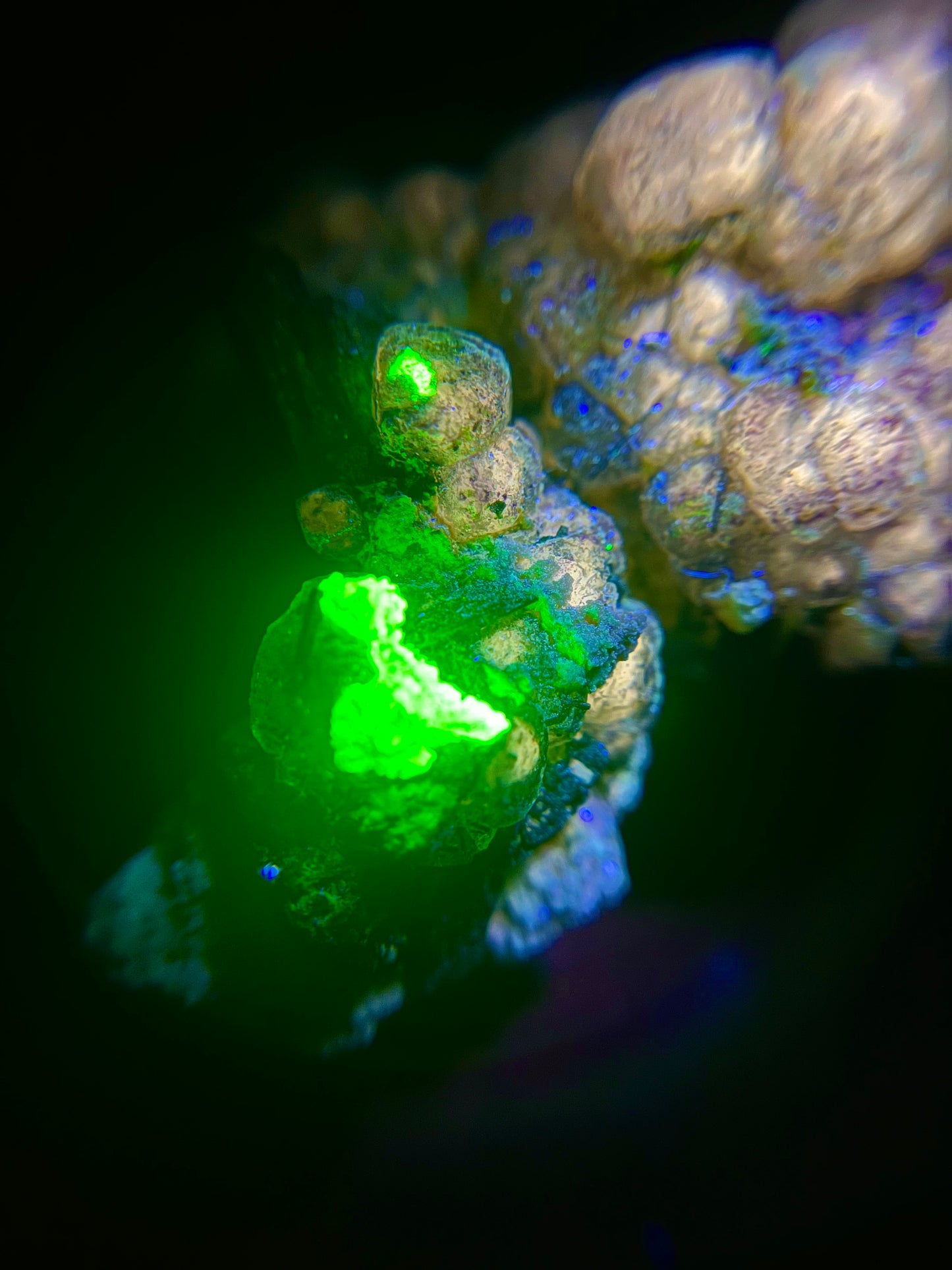Fluorite, Schorl on Feldspar - Erongo Mnt. Region - Namibia - UV Reactive!
