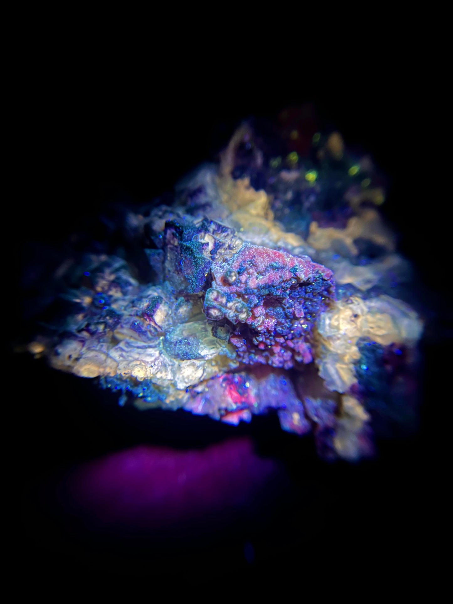 Fluorite on Feldspar - Erongo Mnt. Region - Namibia - UV Reactive!