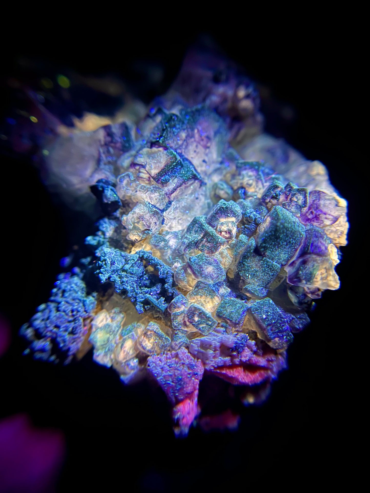 Fluorite on Feldspar - Erongo Mnt. Region - Namibia - UV Reactive!