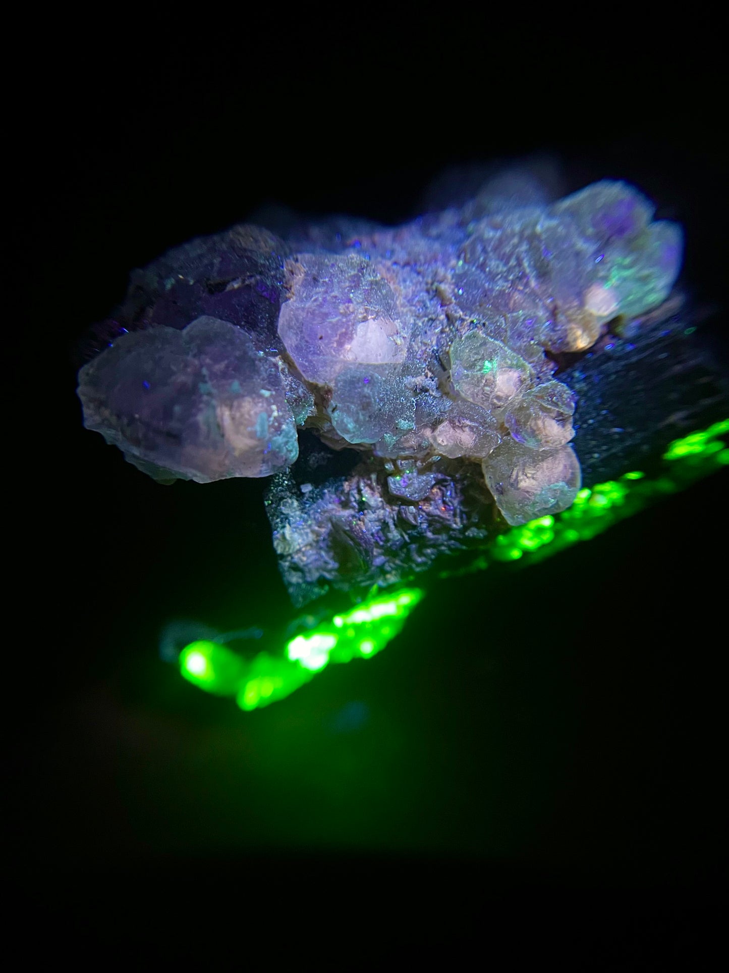 Fluorite on Schorl - Erongo Mnt. Region - Namibia - UV Reactive!