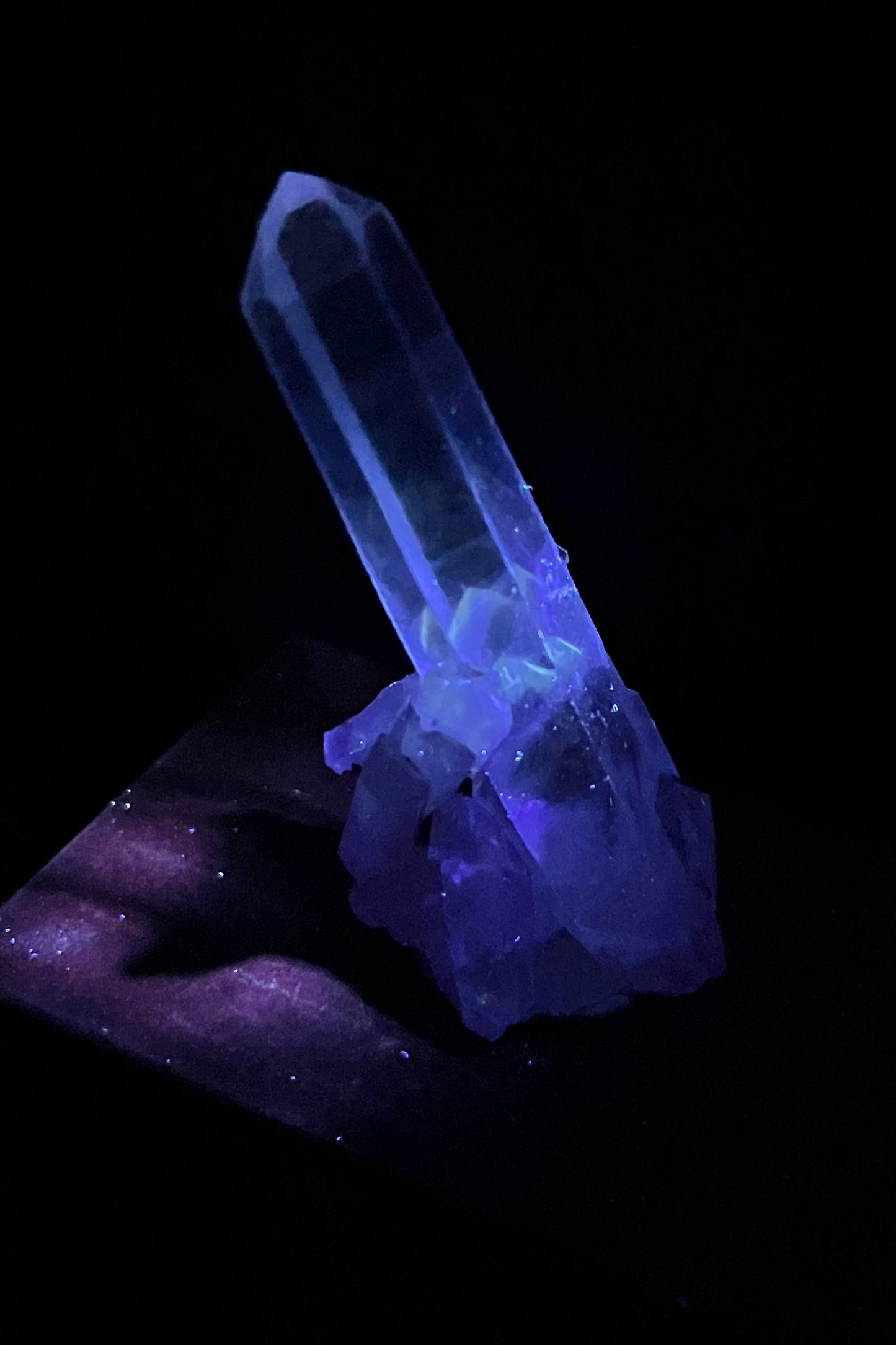 UV Phantom Quartz Cluster w/ Actinolite Inclusions - Washington