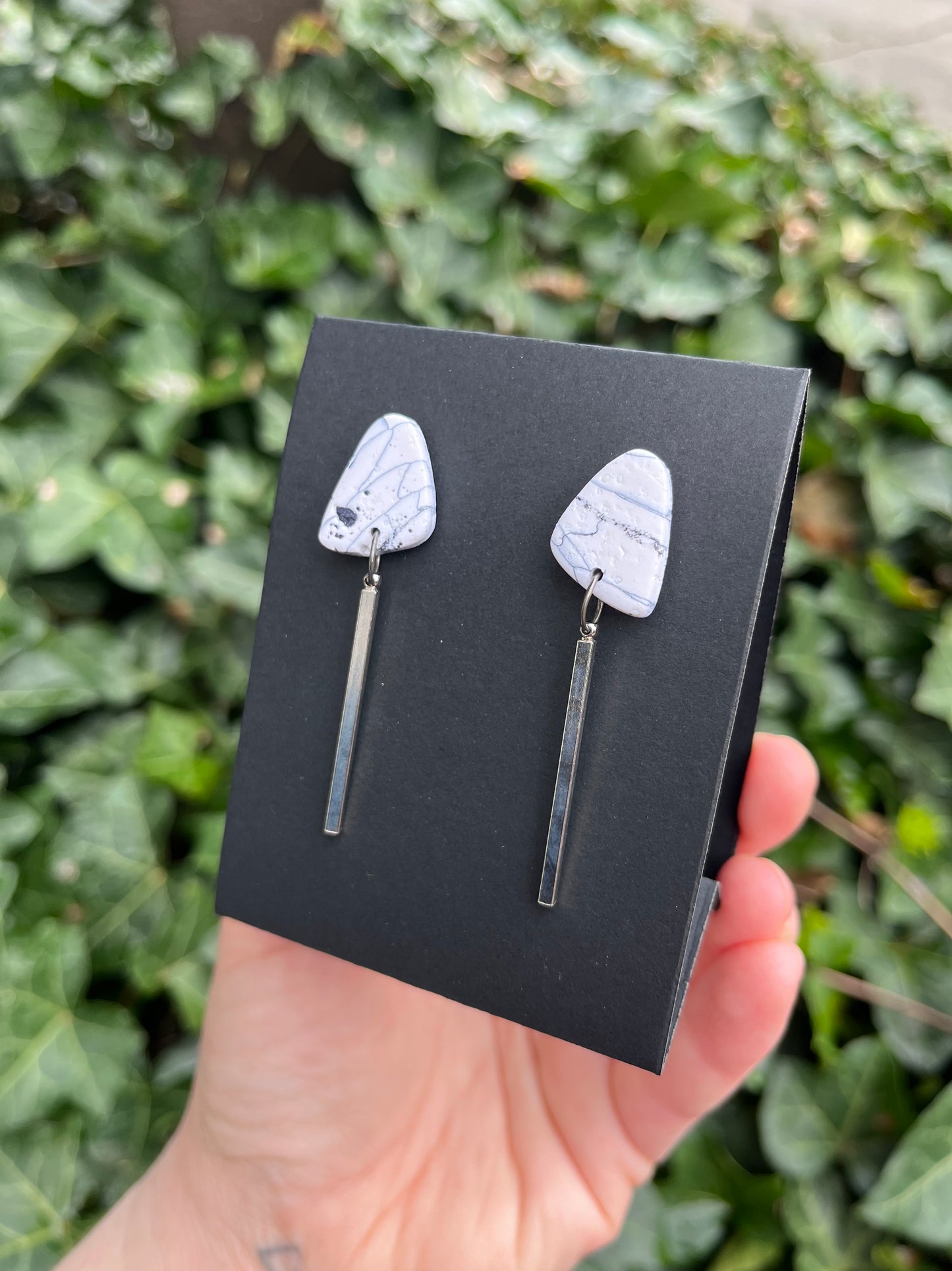 Lace Agate Inspired Polymer Clay Earrings