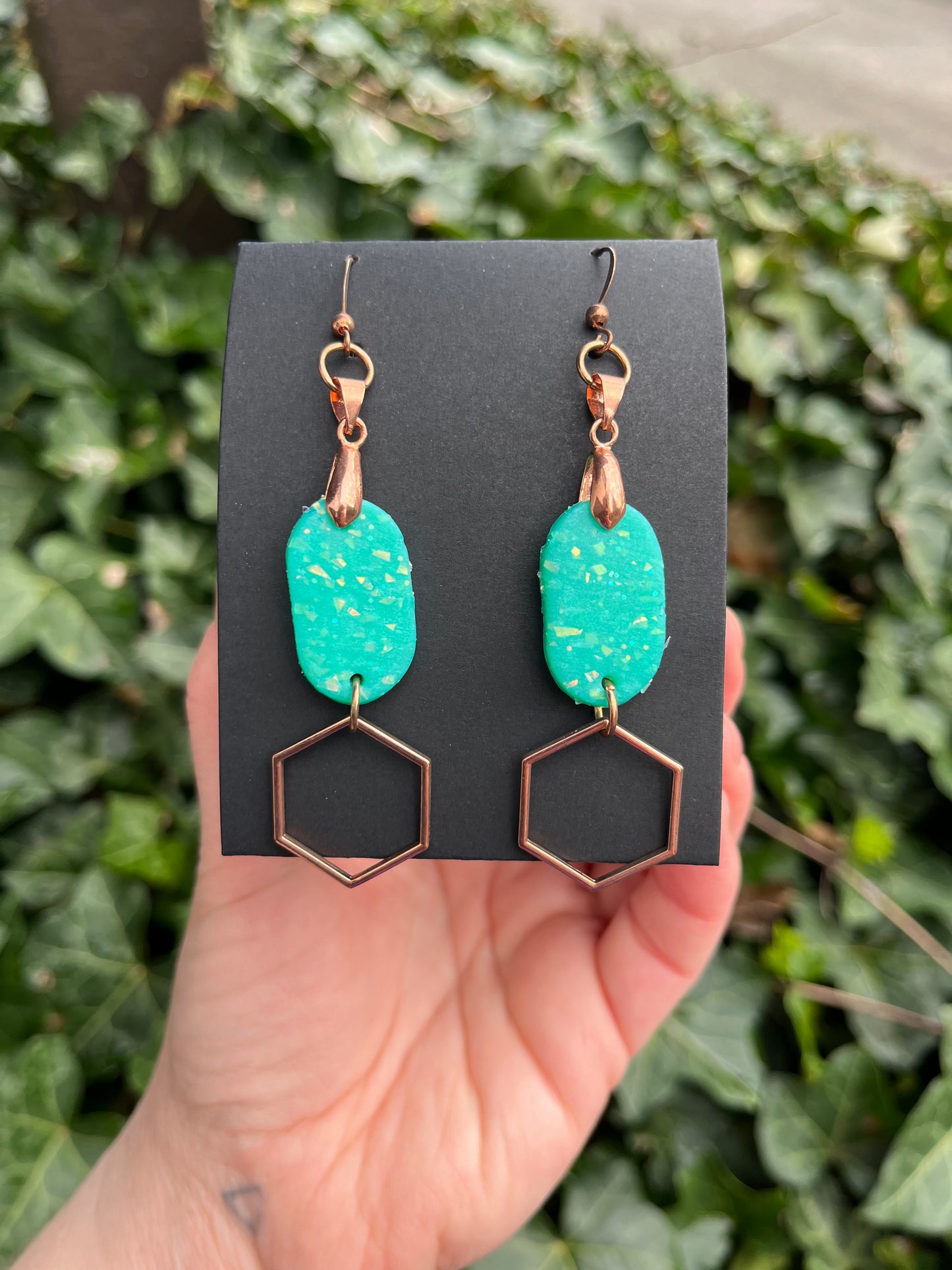 Green Sparkle Polymer Clay Earrings