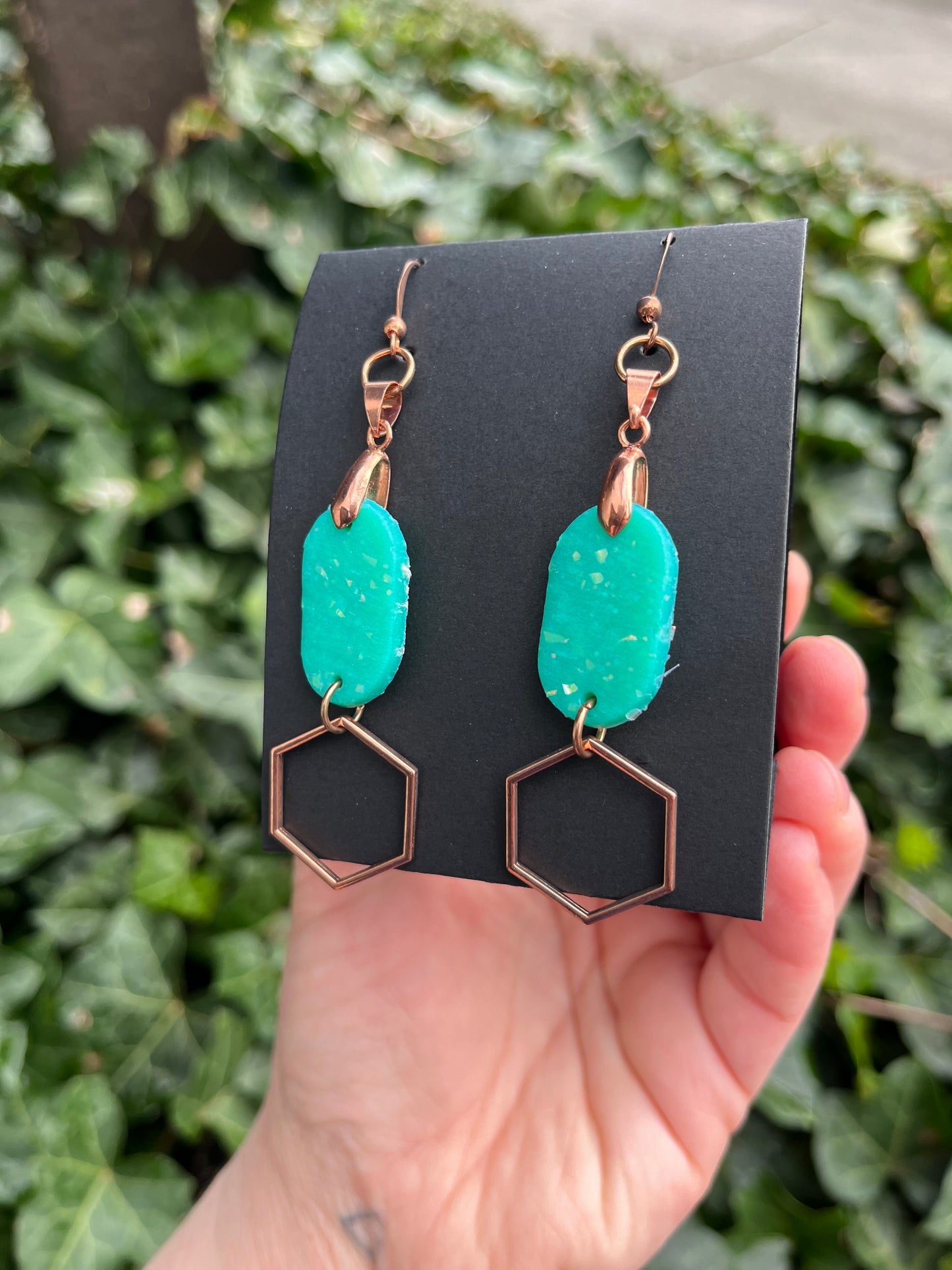Green Sparkle Polymer Clay Earrings