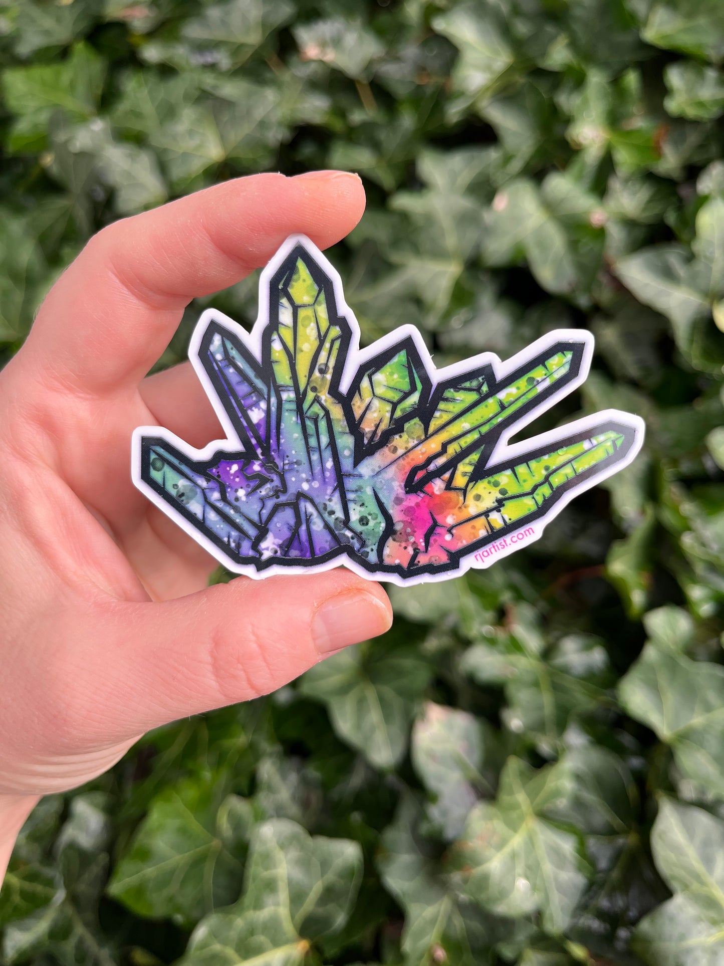 Quartz Cluster Tie-dye Vinyl Sticker