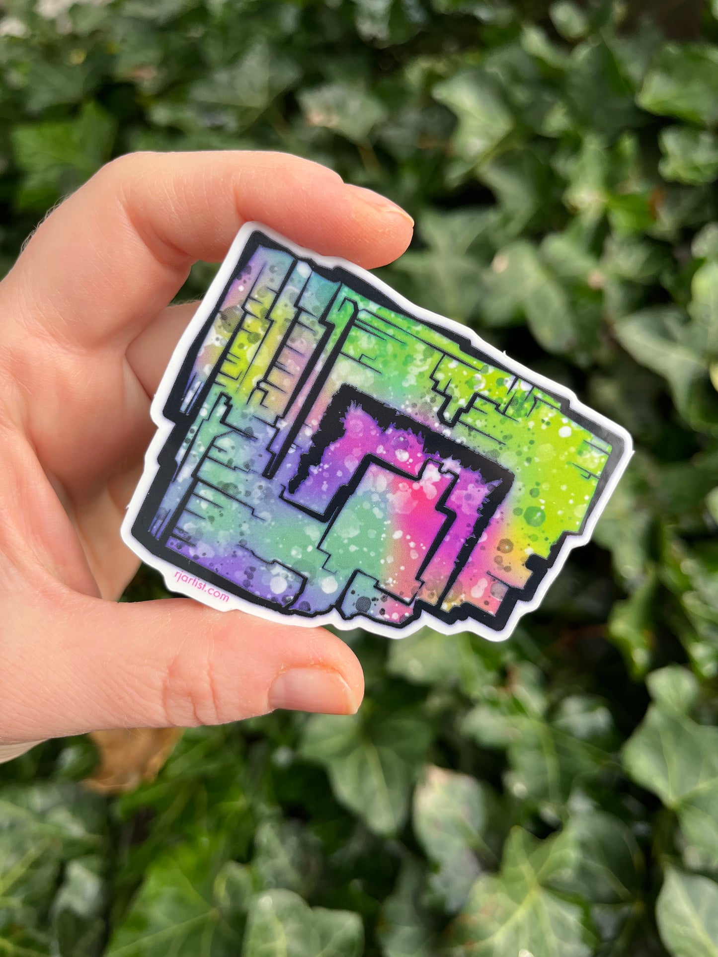 Zoned Fluorite Cube Tie-dye Vinyl Sticker
