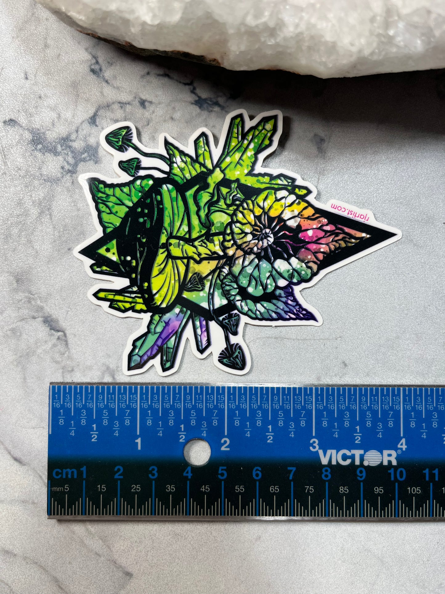 Mushrooms, Plants, Crystals Tie-dye Vinyl Sticker