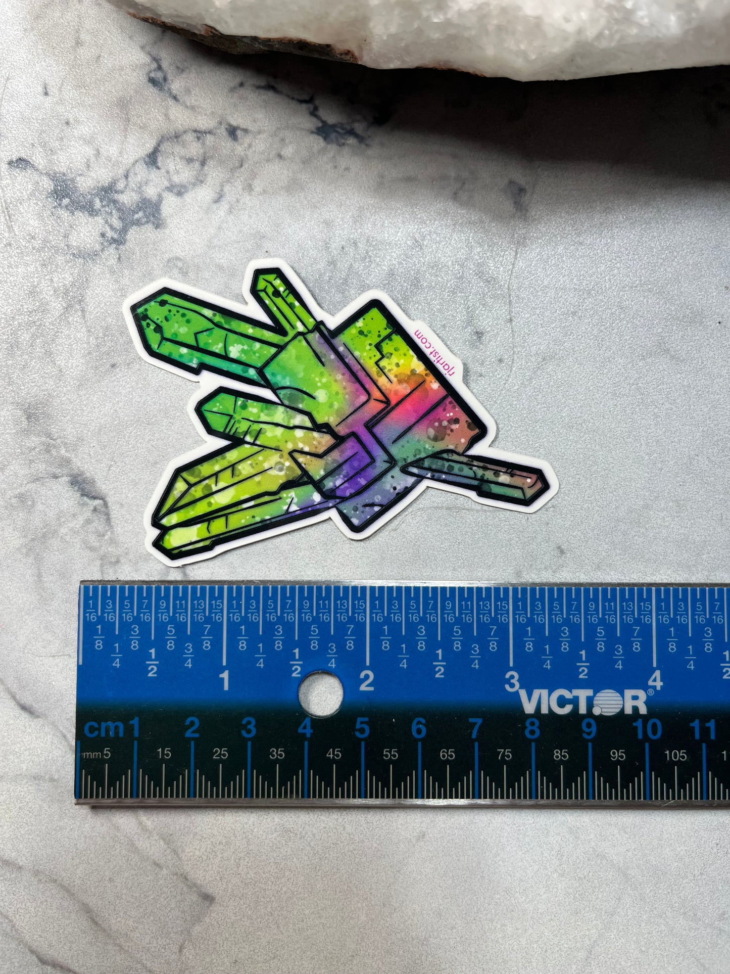 Rhodochrosite w/ Quartz Tie-dye Vinyl Sticker