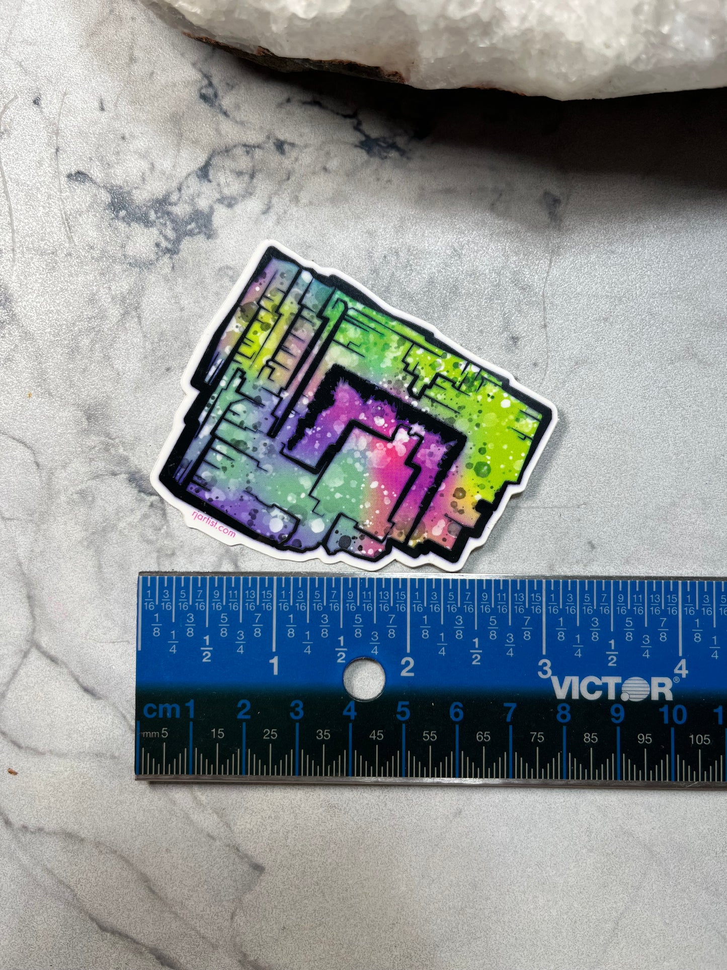 Zoned Fluorite Cube Tie-dye Vinyl Sticker