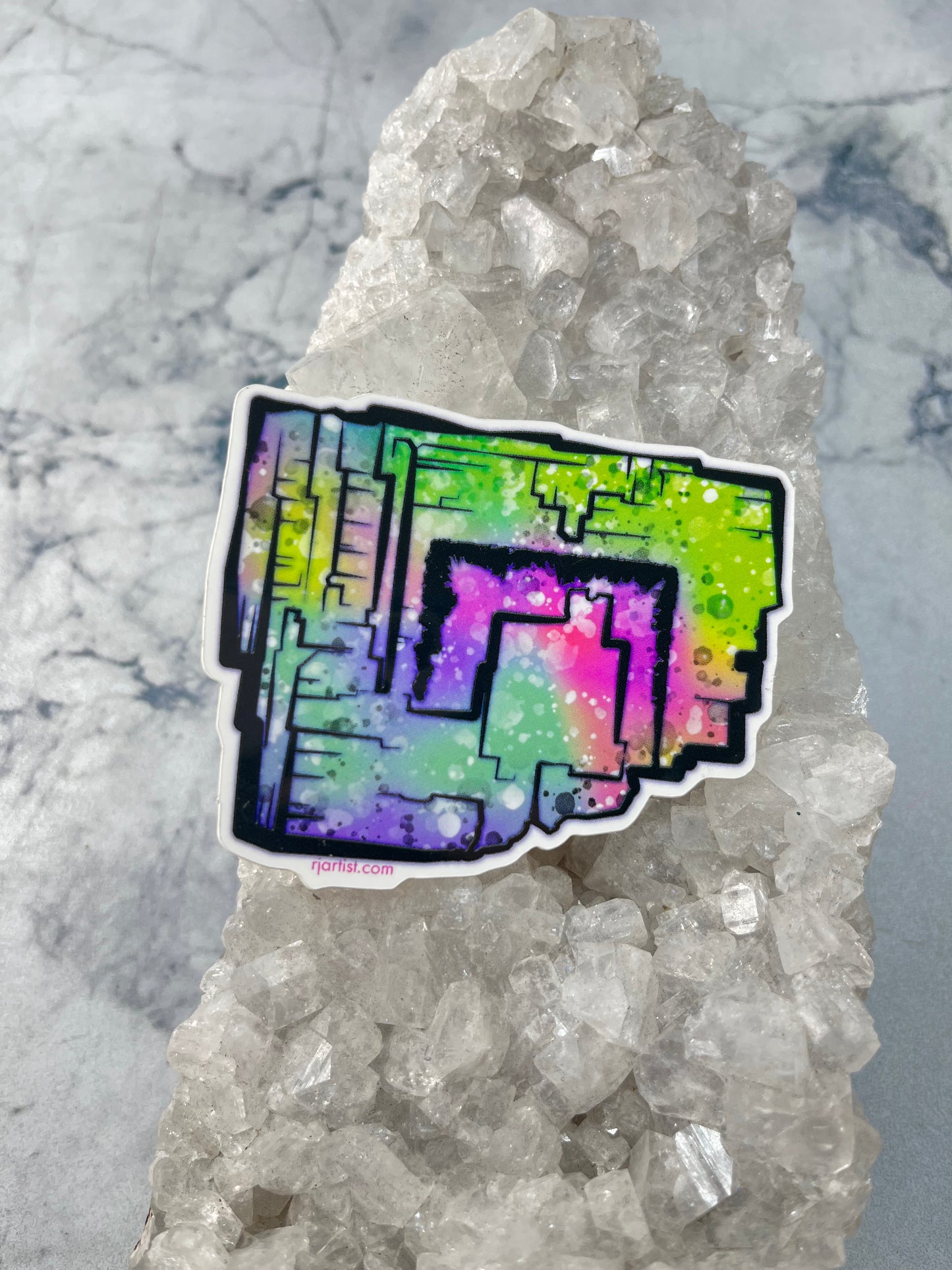 Zoned Fluorite Cube Tie-dye Vinyl Sticker