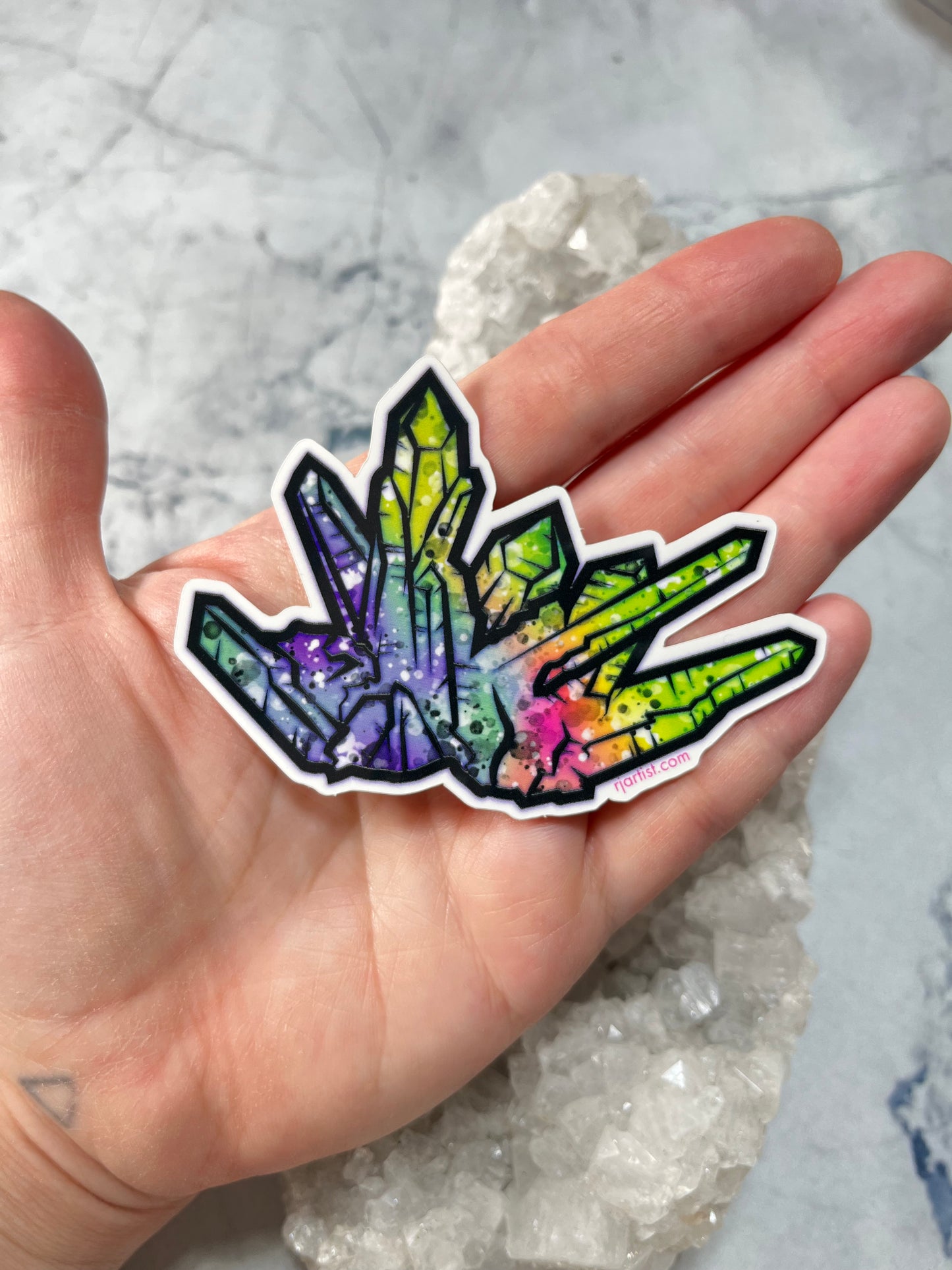 Quartz Cluster Tie-dye Vinyl Sticker