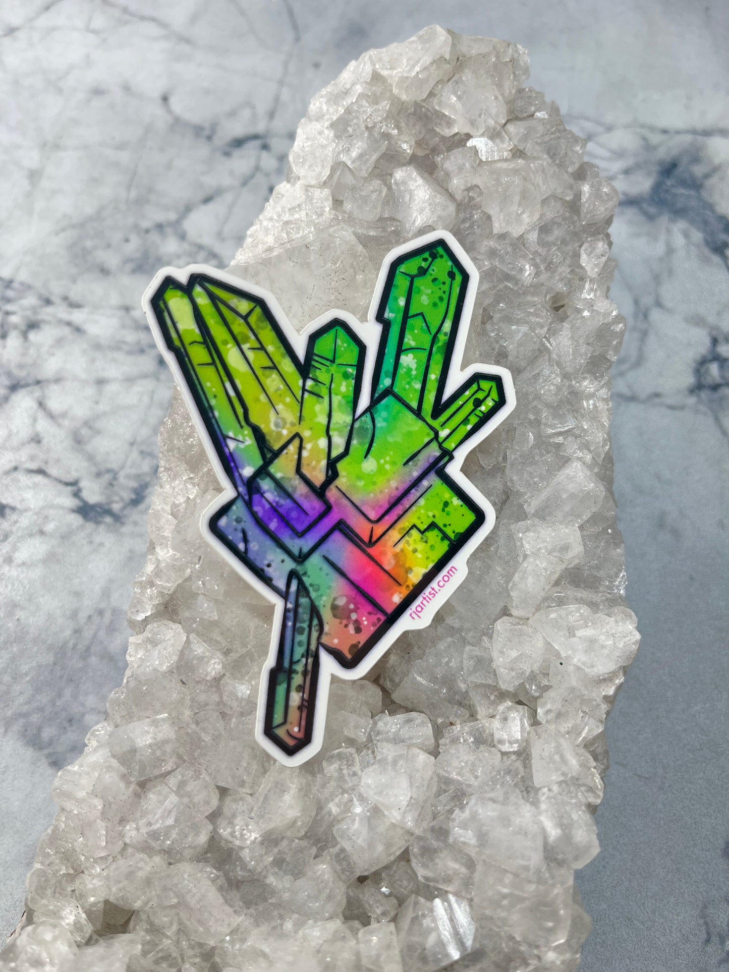 Rhodochrosite w/ Quartz Tie-dye Vinyl Sticker