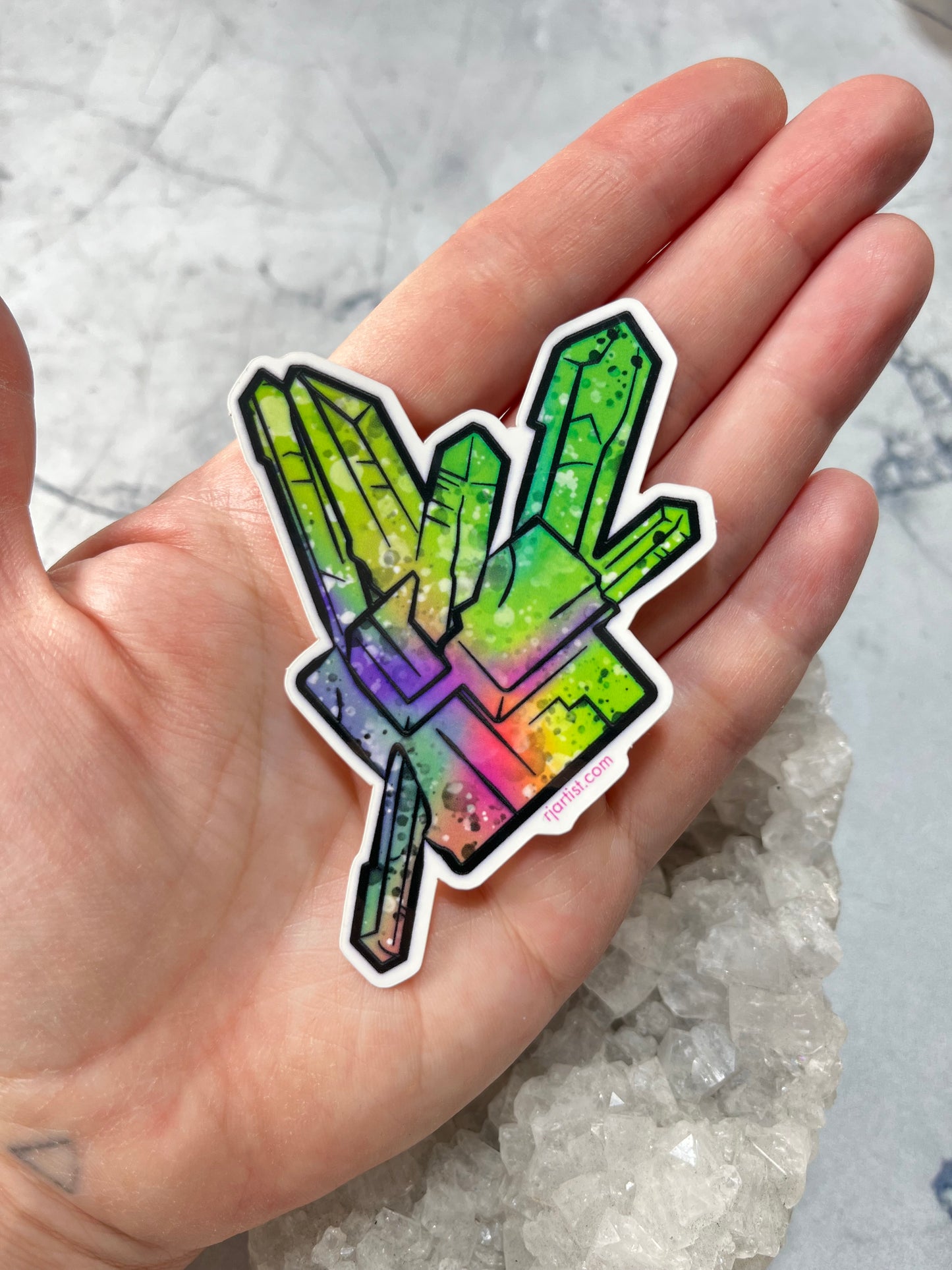 Rhodochrosite w/ Quartz Tie-dye Vinyl Sticker