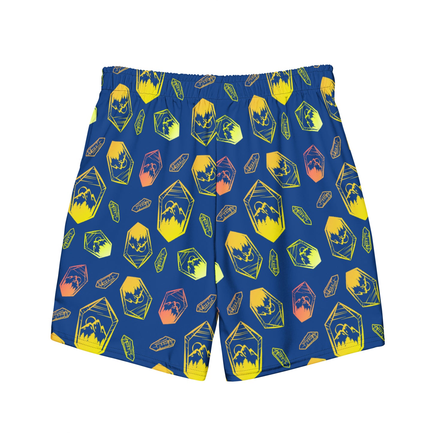 Neon Crystal Mountain Swim Trunks - Blue