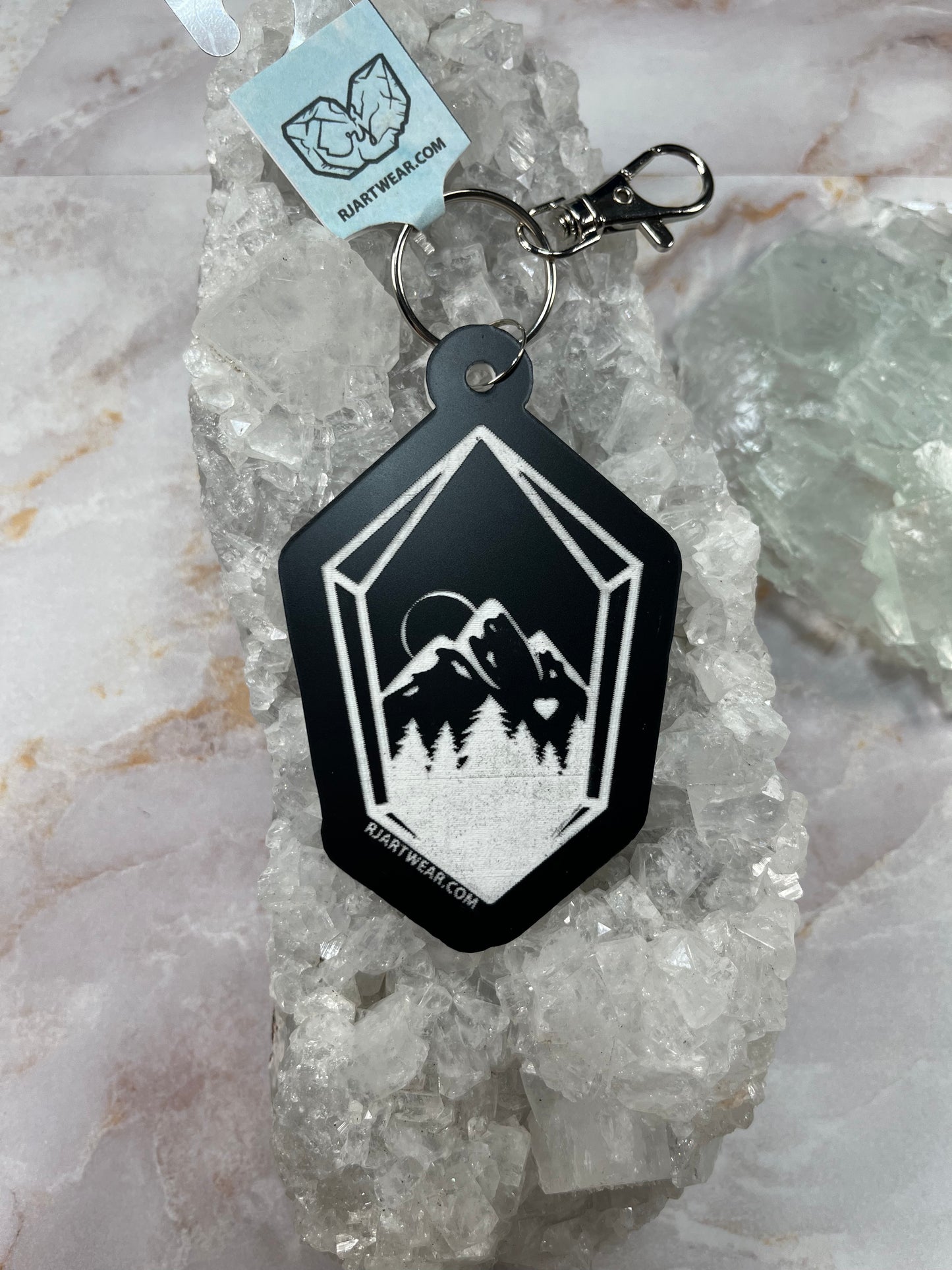 Crystal Mountain Rockhound Keychain - Black & White Acrylic