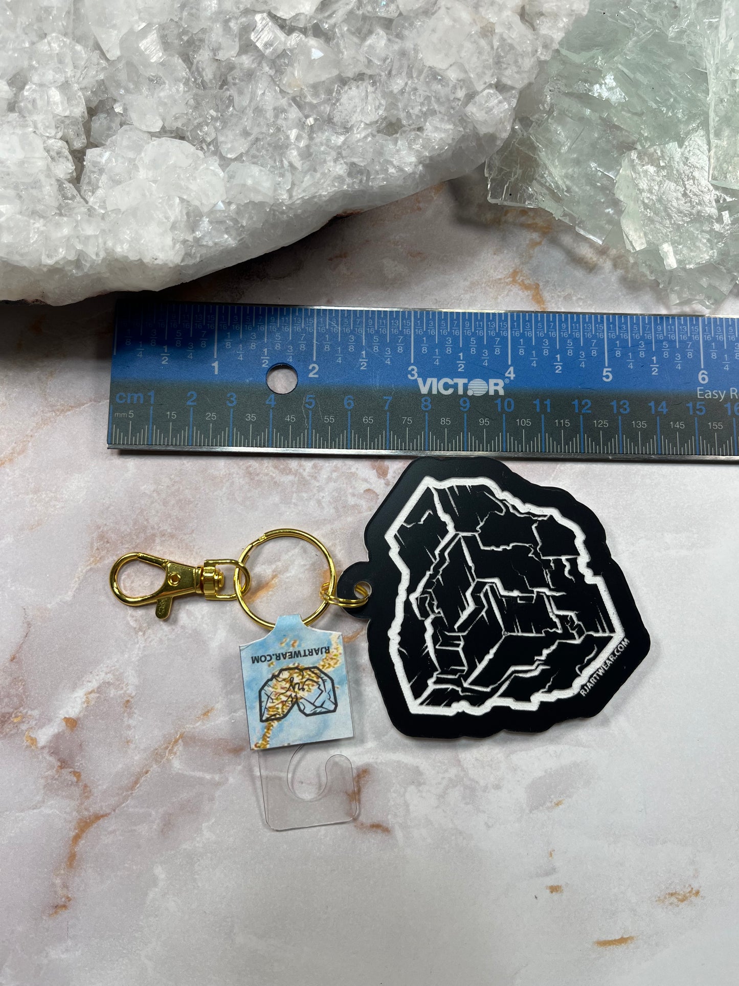 Fluorite Cube Keychain - Black & White Acrylic