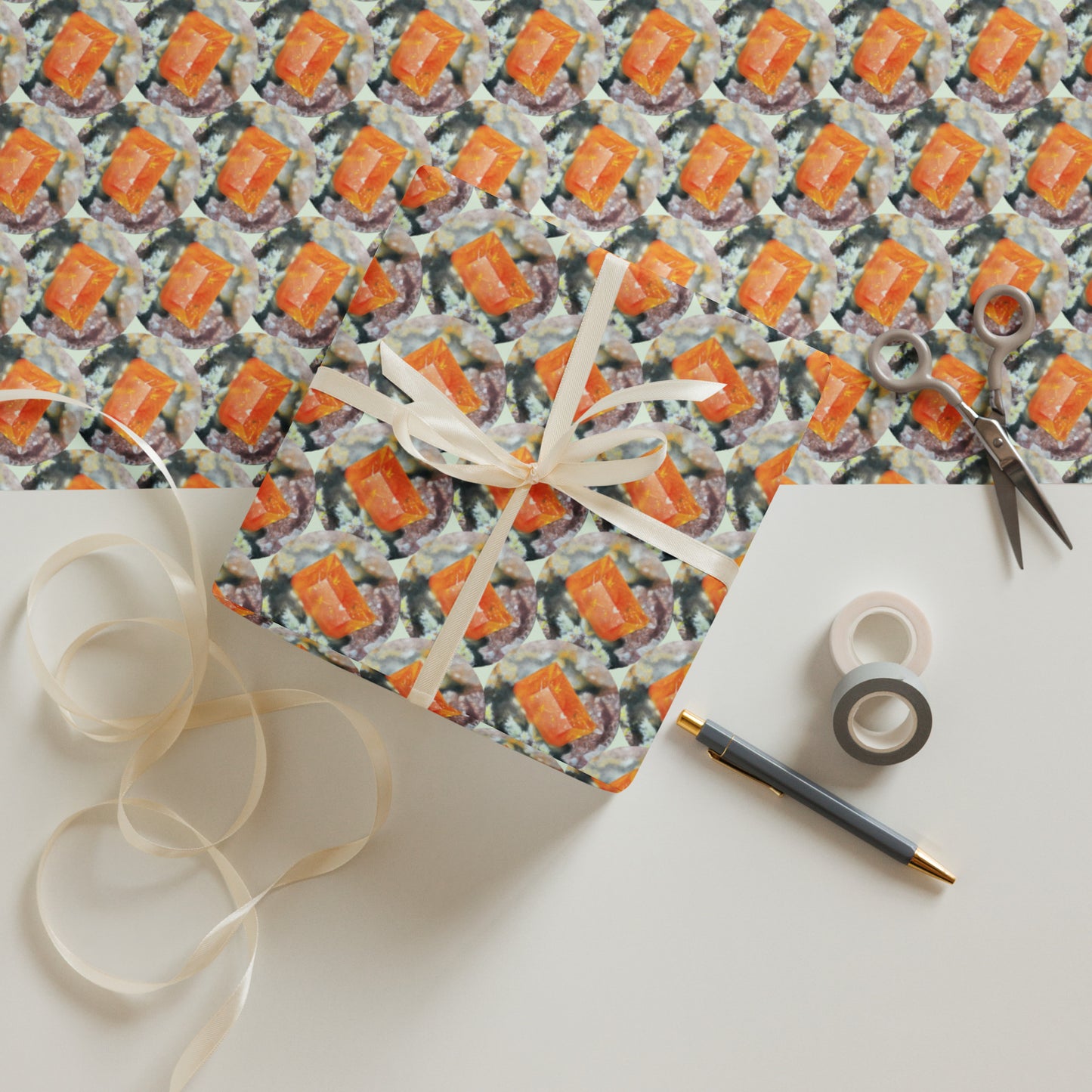 Mineral Wrapping paper sheets - Fluorite, Wulfenite, Amethyst