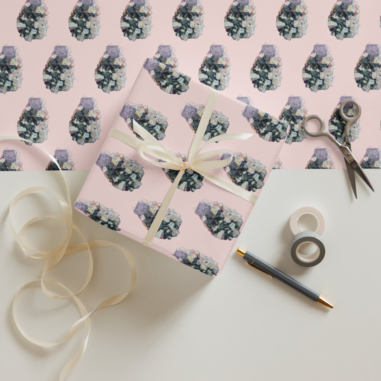 Mineral Wrapping paper sheets - Fluorite, Wulfenite, Amethyst