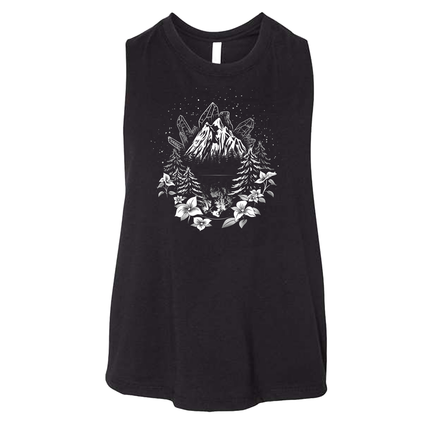The Mountains Are Calling - Style 10 - Ladies Racerback Crop Tank
