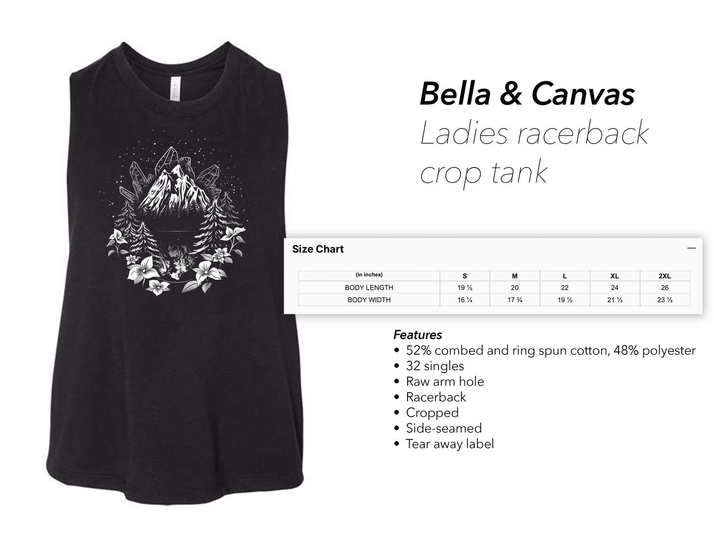The Mountains Are Calling - Style 10 - Ladies Racerback Crop Tank