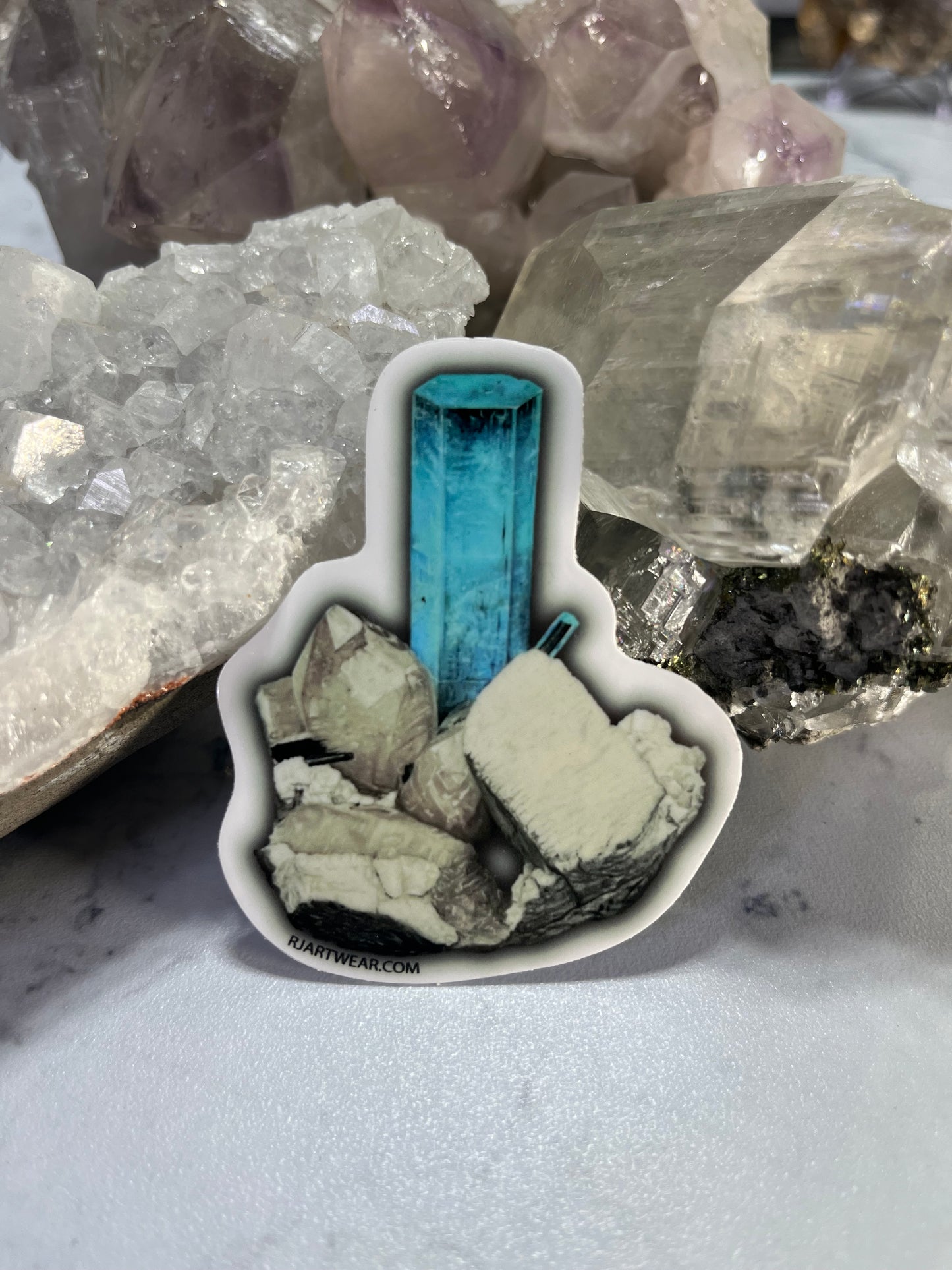 Aquamarine w/ Quartz & Feldspar Sticker or Magnet