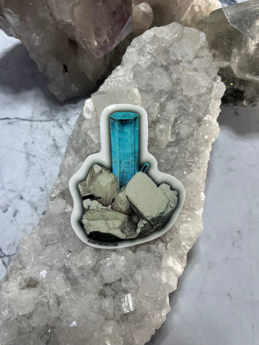 Aquamarine w/ Quartz & Feldspar Sticker or Magnet