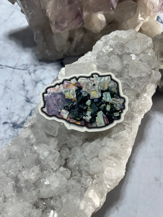 Illinois Fluorite Cluster Sticker or Magnet - Small